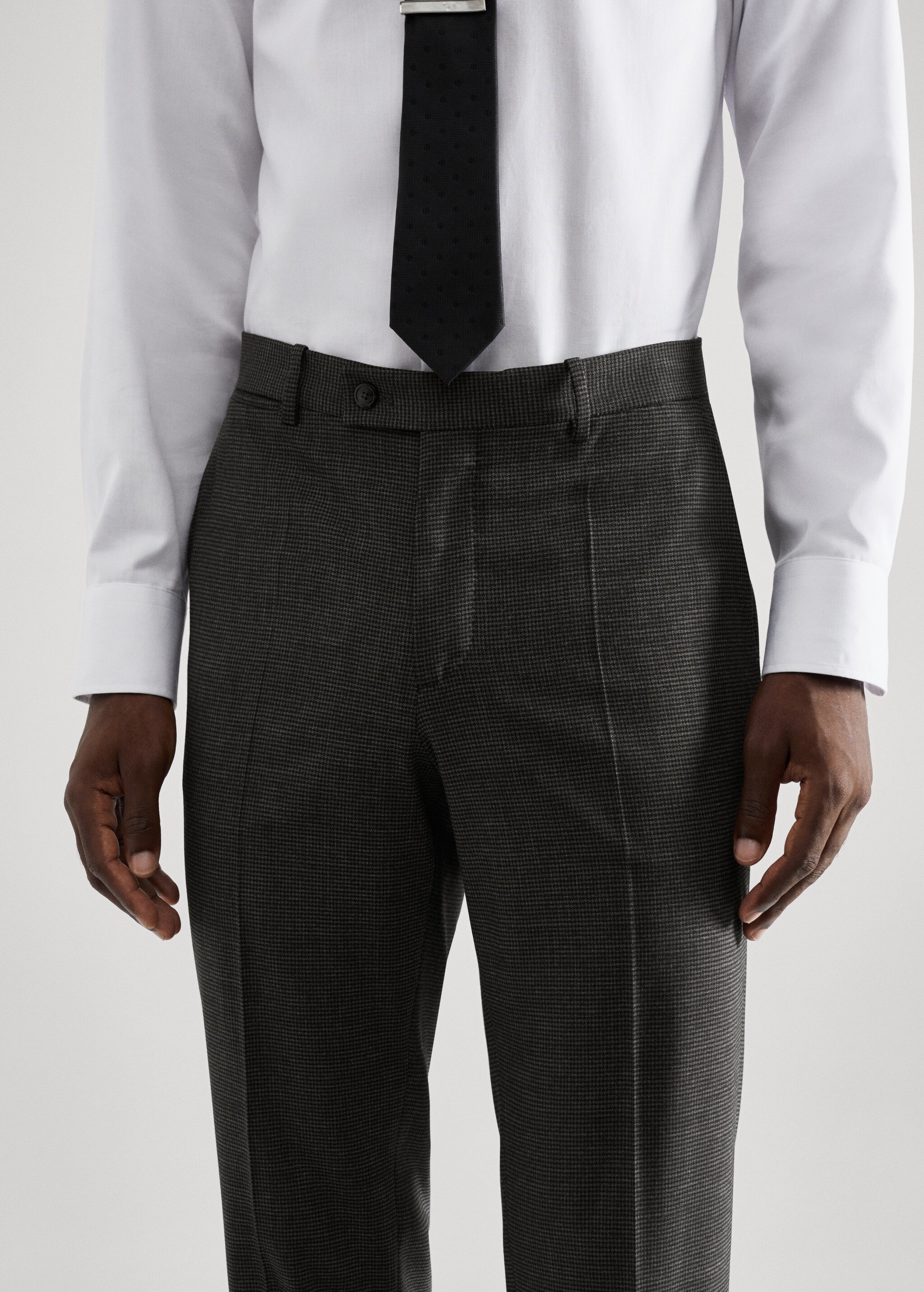Slim-fit houndstooth wool suit trousers - Details of the article 1