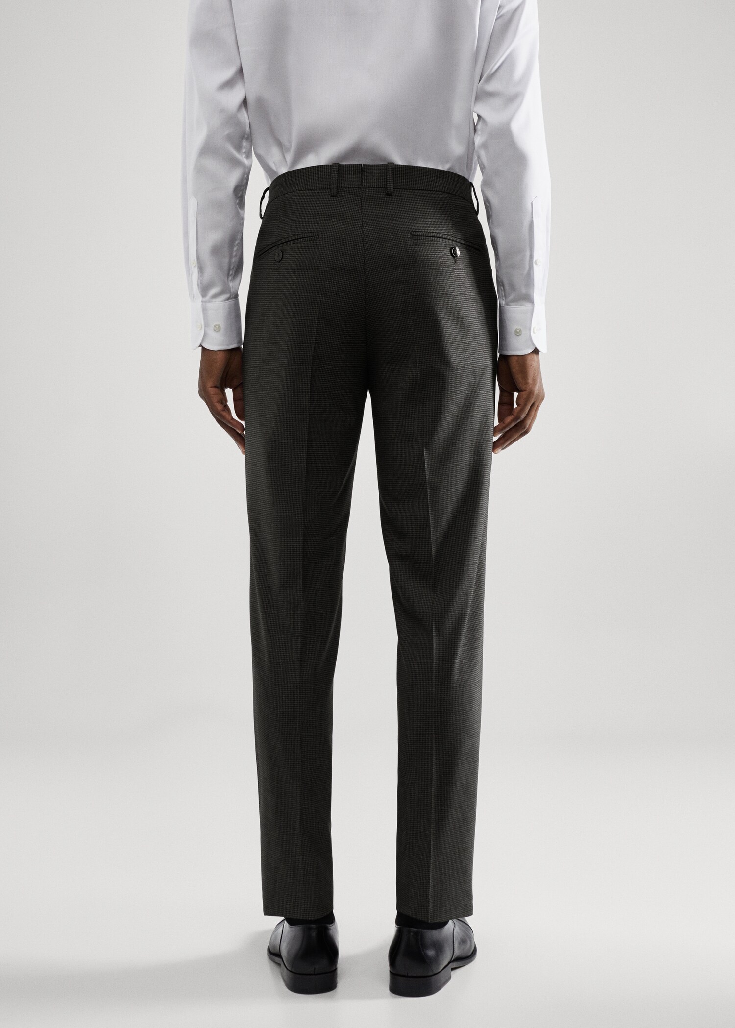 Wollen slim fit pied-de-poule pantalon - Achterkant van het artikel