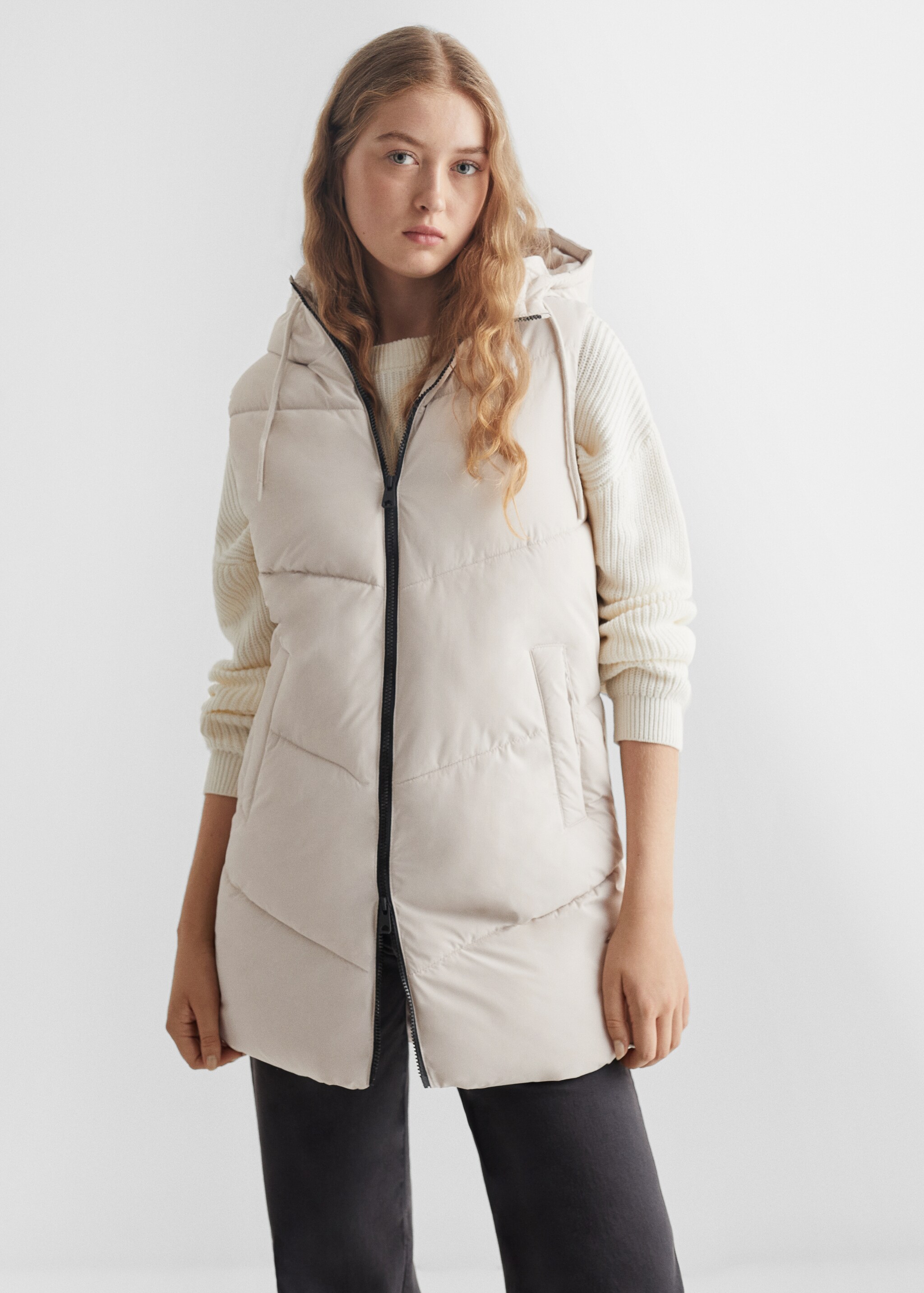 Long quilted gilet - Medium plane