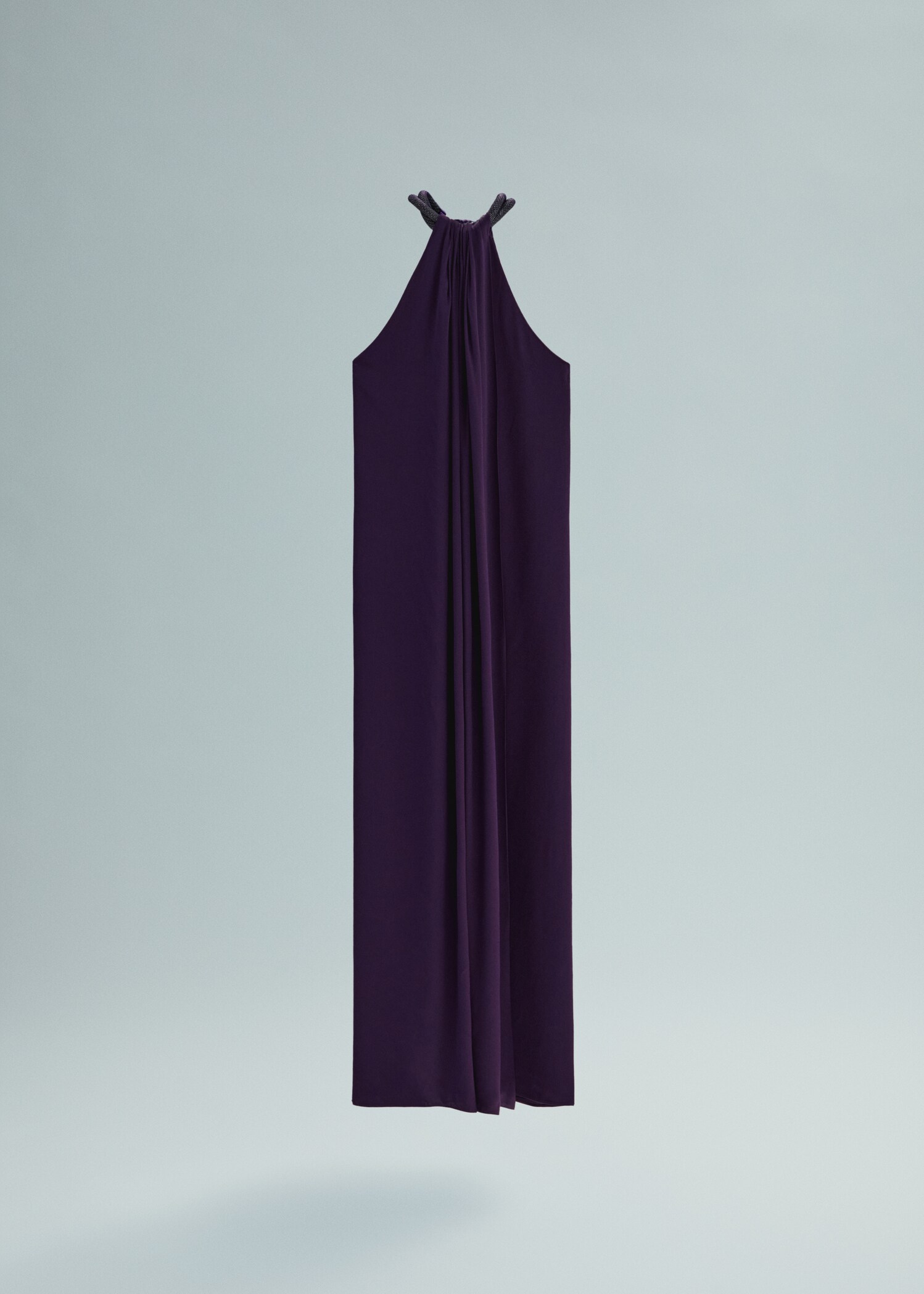 Structured satin dress with rhinestone neckline  - Article without model