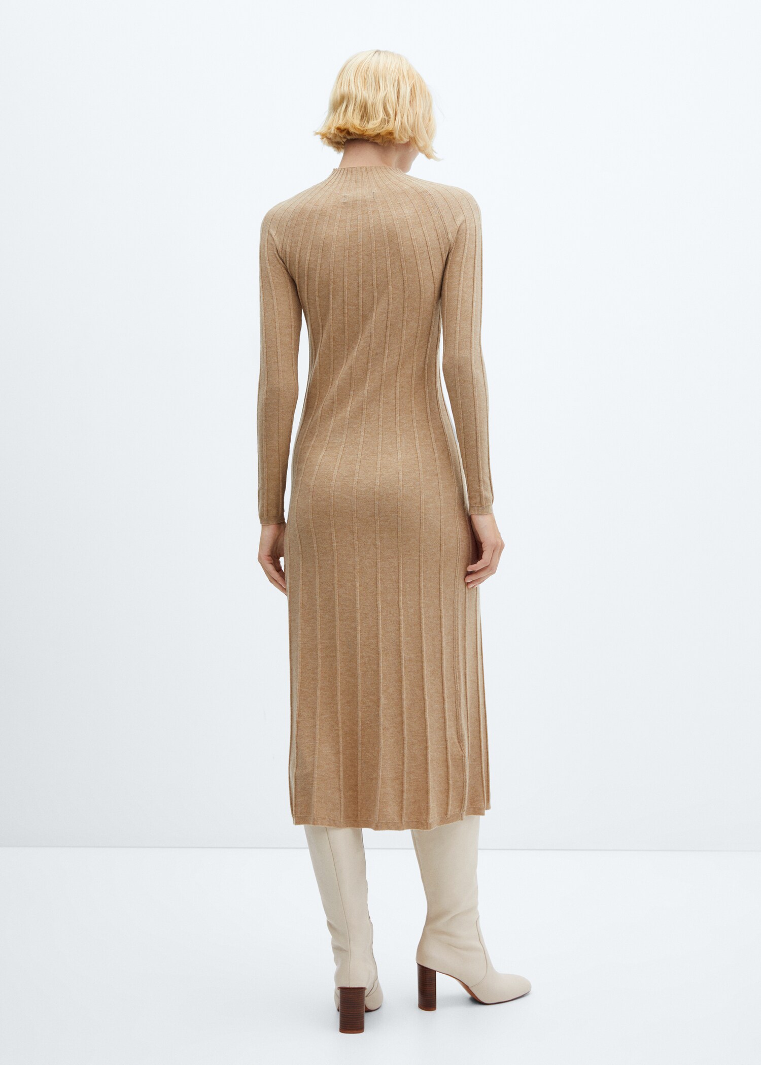 Perkins-neck ribbed dress - Reverse of the article