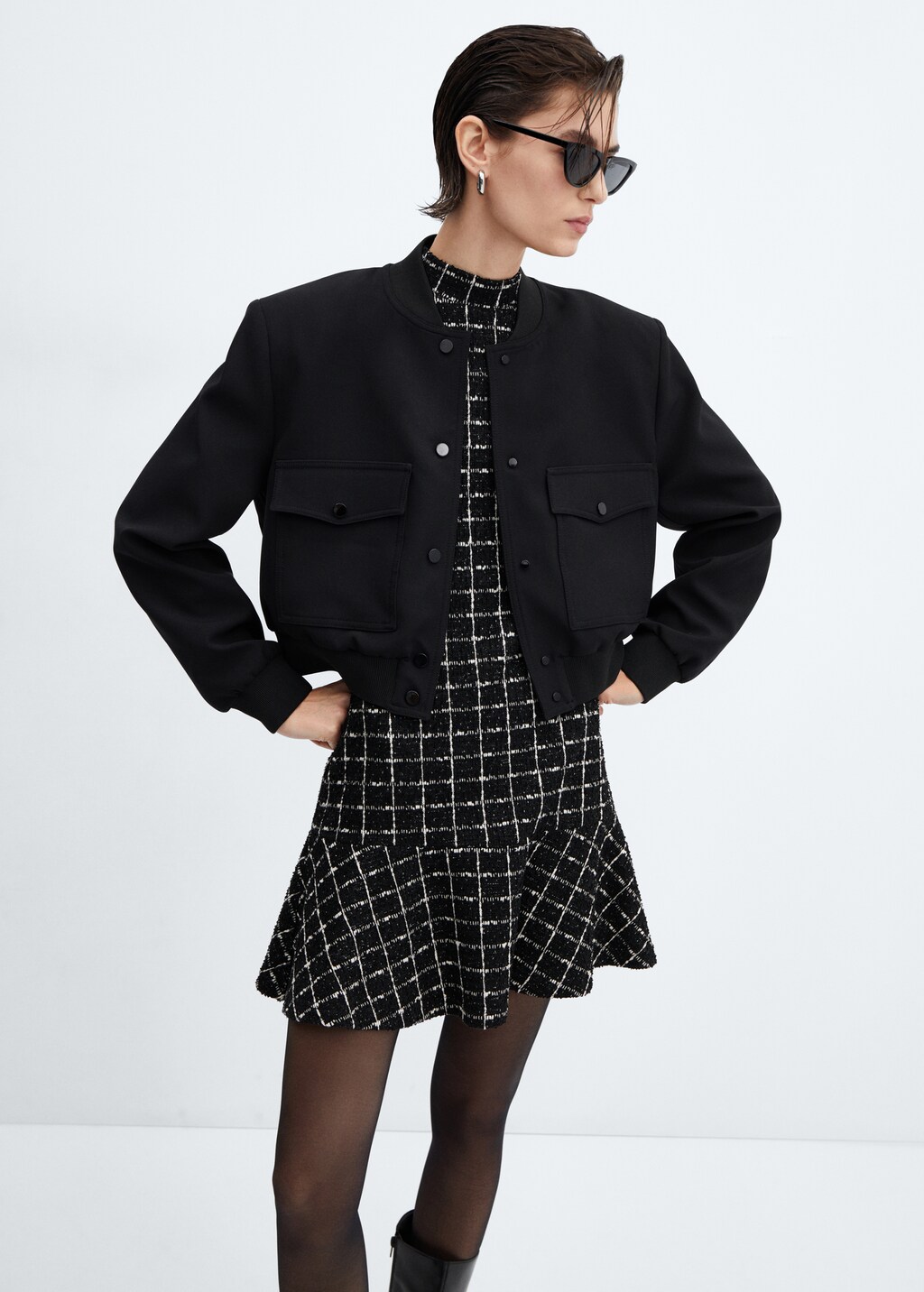 Tweed dress with ruffle hem - Women | MANGO Kosovo Tweed dress with ruffle hem - Women | MANGO Kosovo