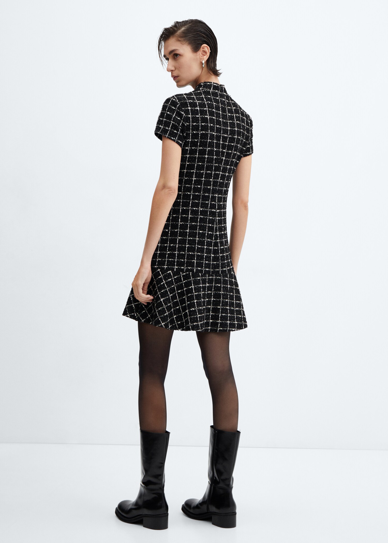 Vestido de tweed de base com folho - Verso do artigo