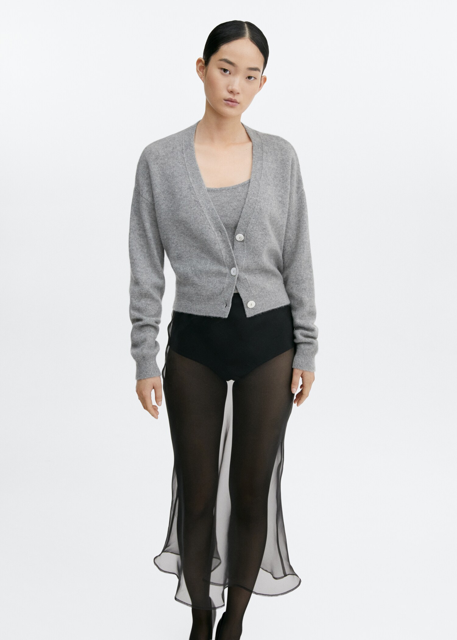 Cashmere cardigan with buttons - Medium plane