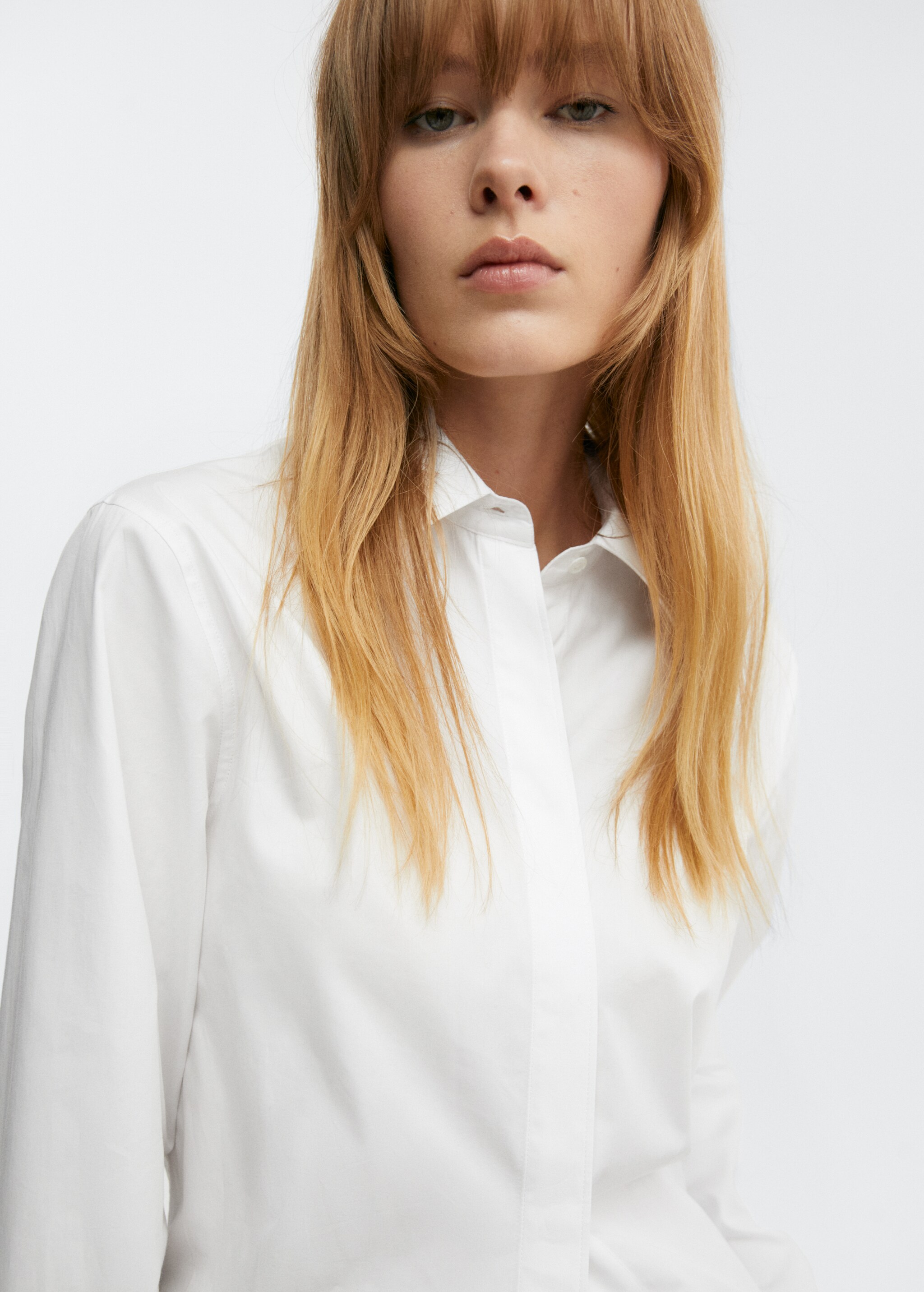 Cotton shirt with hidden buttons  - Details of the article 1