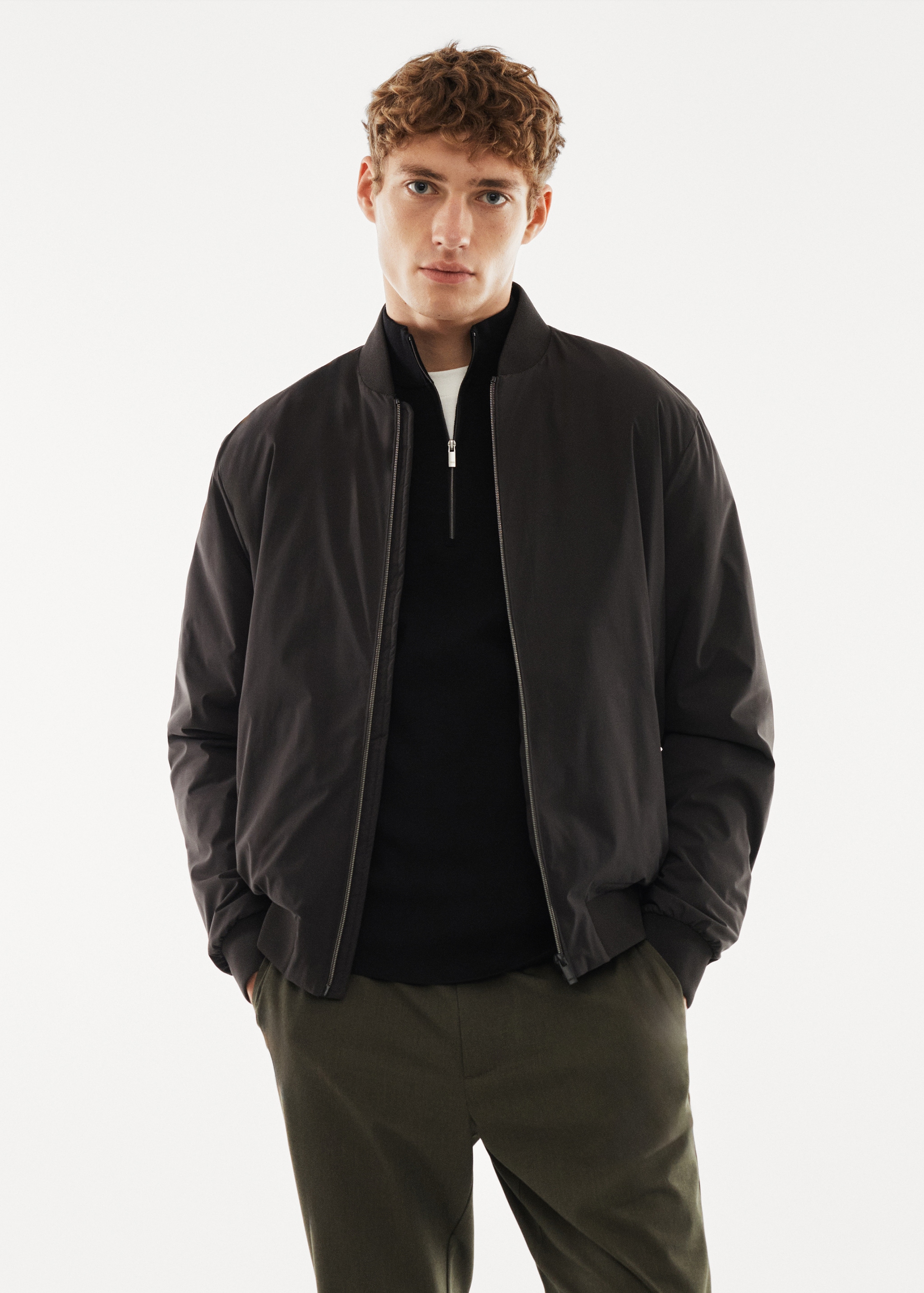 Windbreaker Jacket Mens Bomber Jacket With Zip Pockets Tungbrin