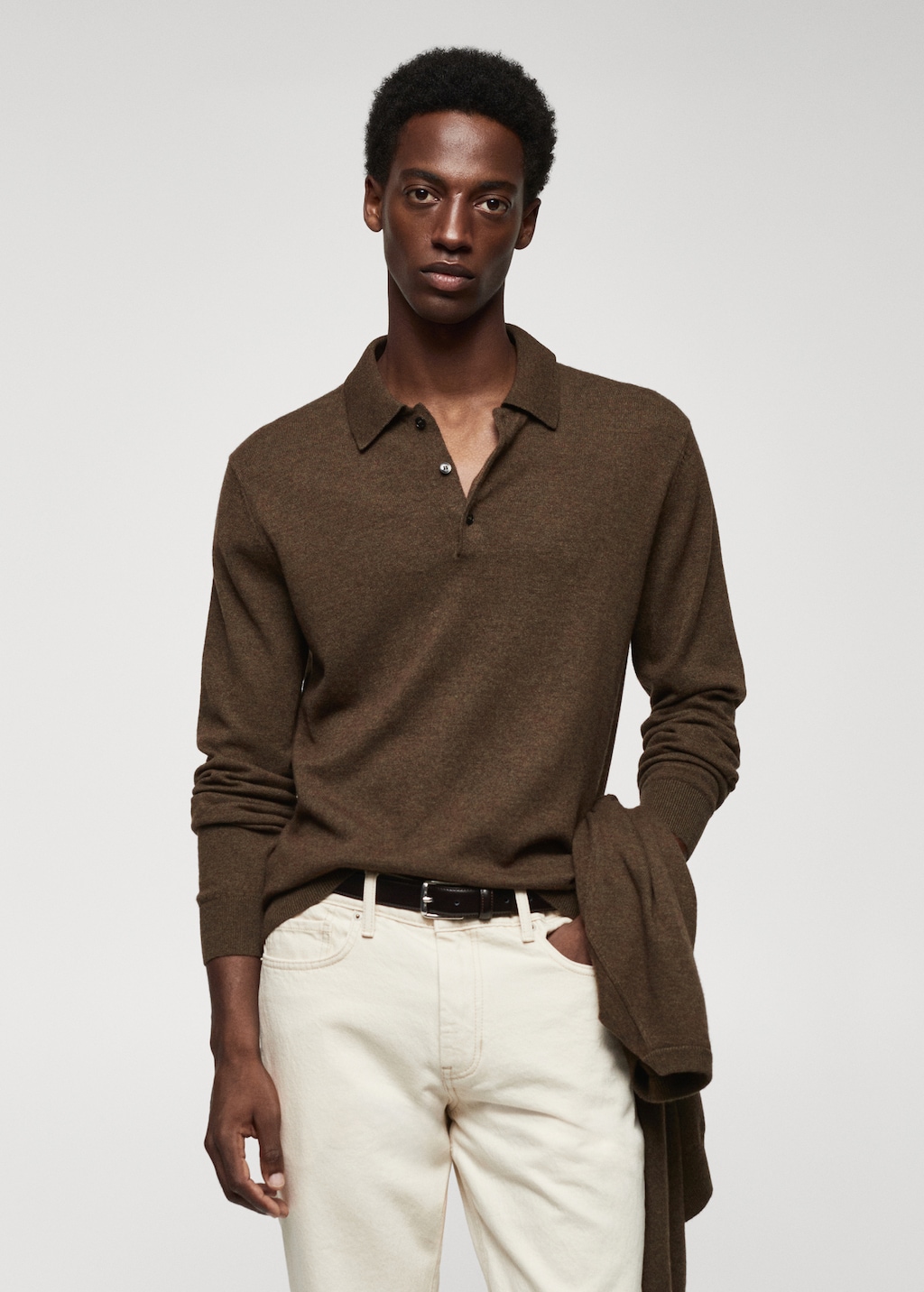Long sleeved fleece polo shirt