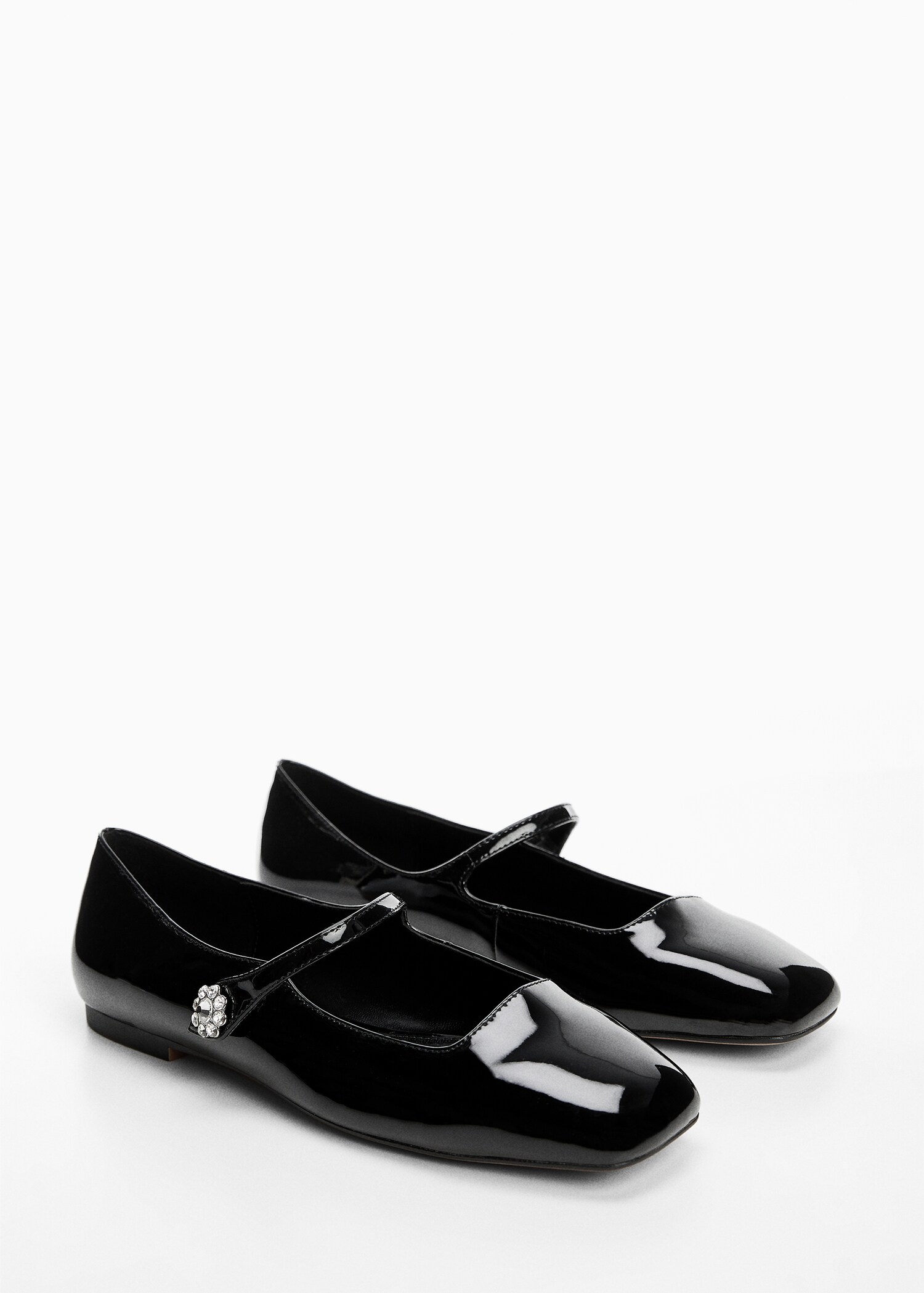 Jewelled patent leather-effect ballet flats - Medium plane