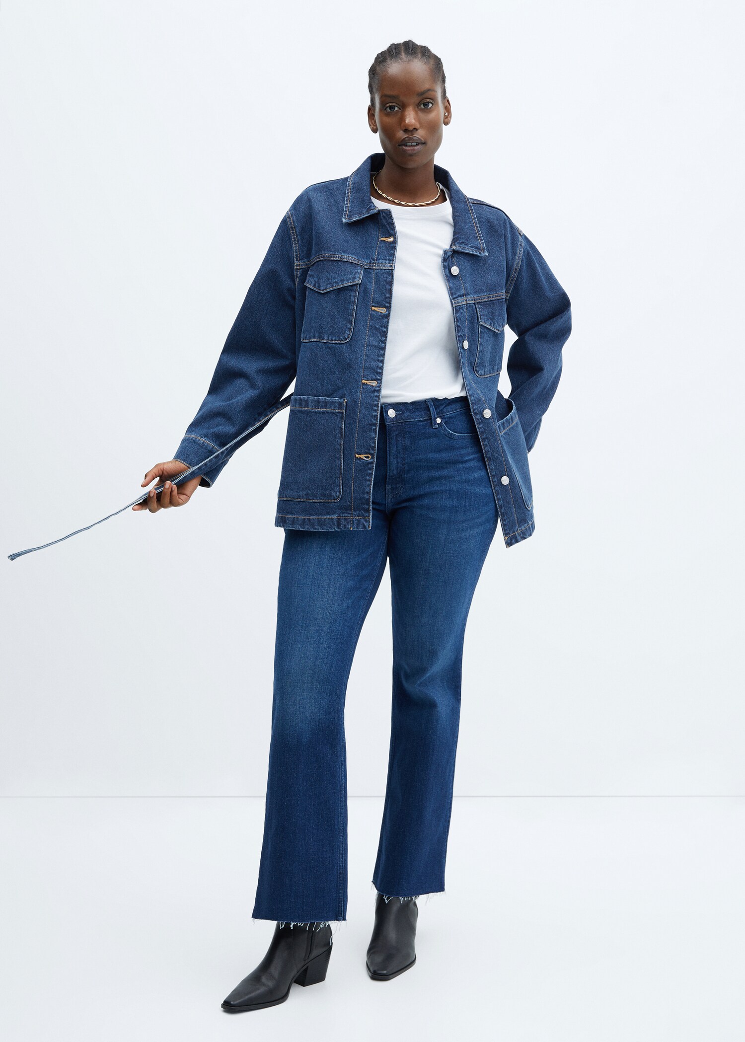 Denim jacket with belt - Details of the article 3