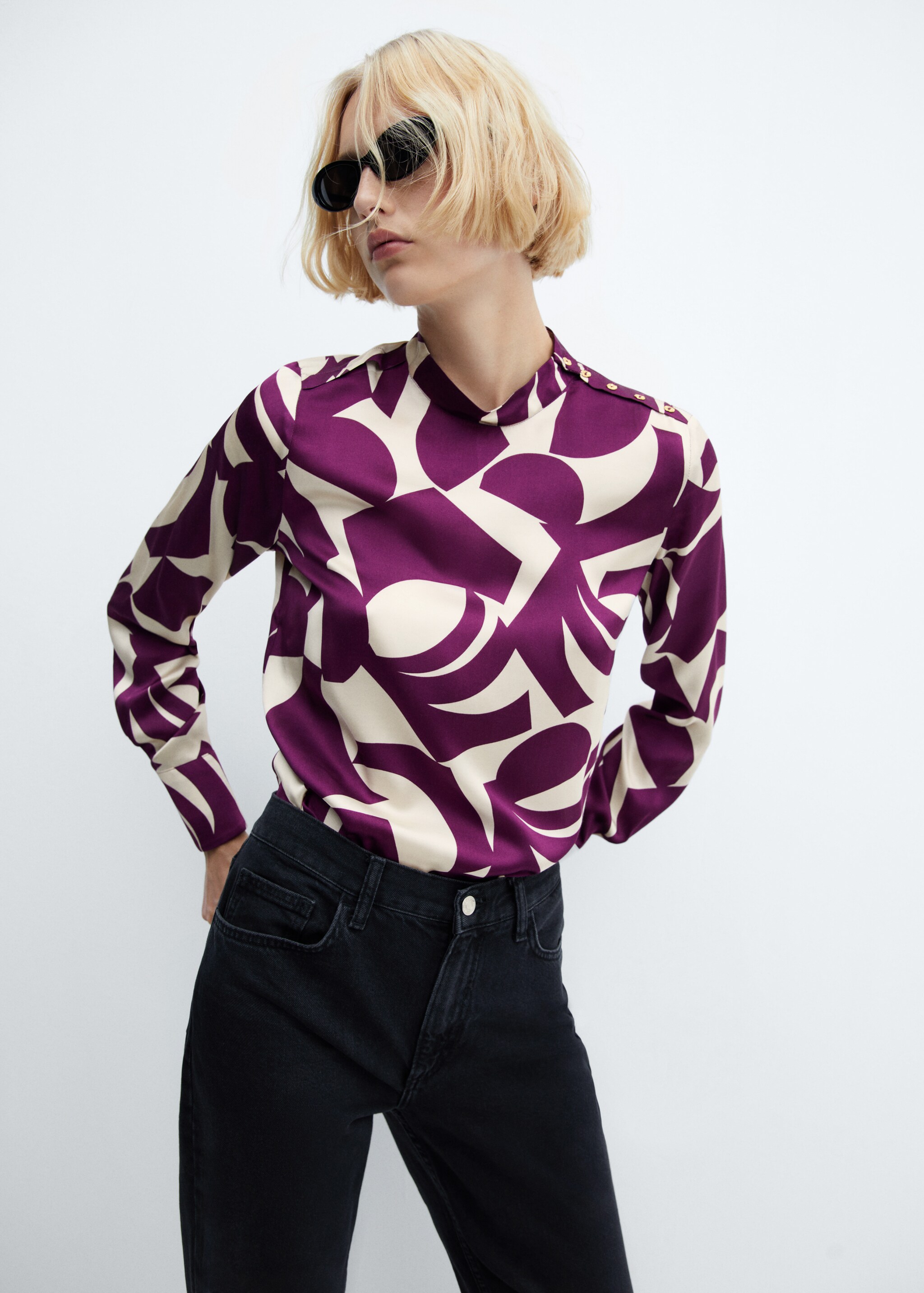 Satin print blouse - Details of the article 2