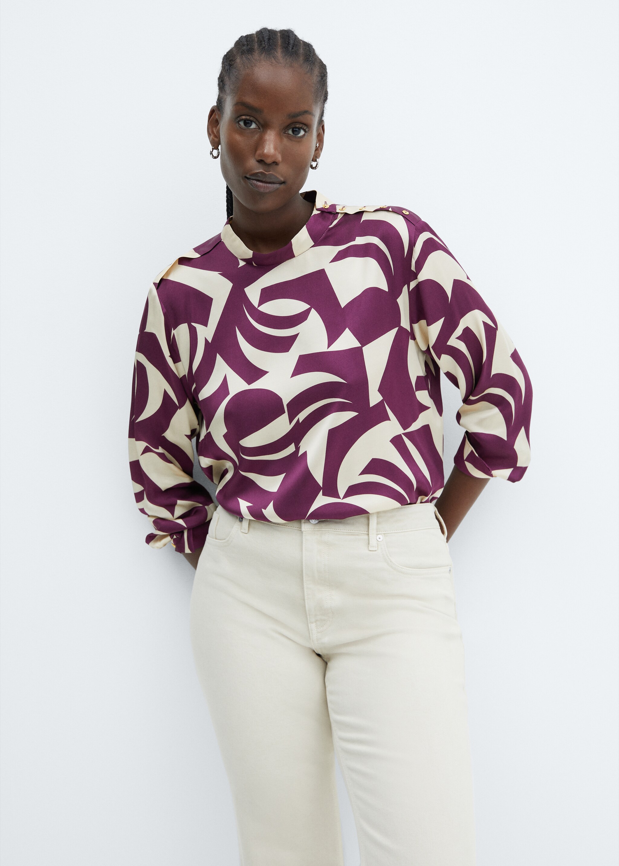 Satin print blouse - Details of the article 5