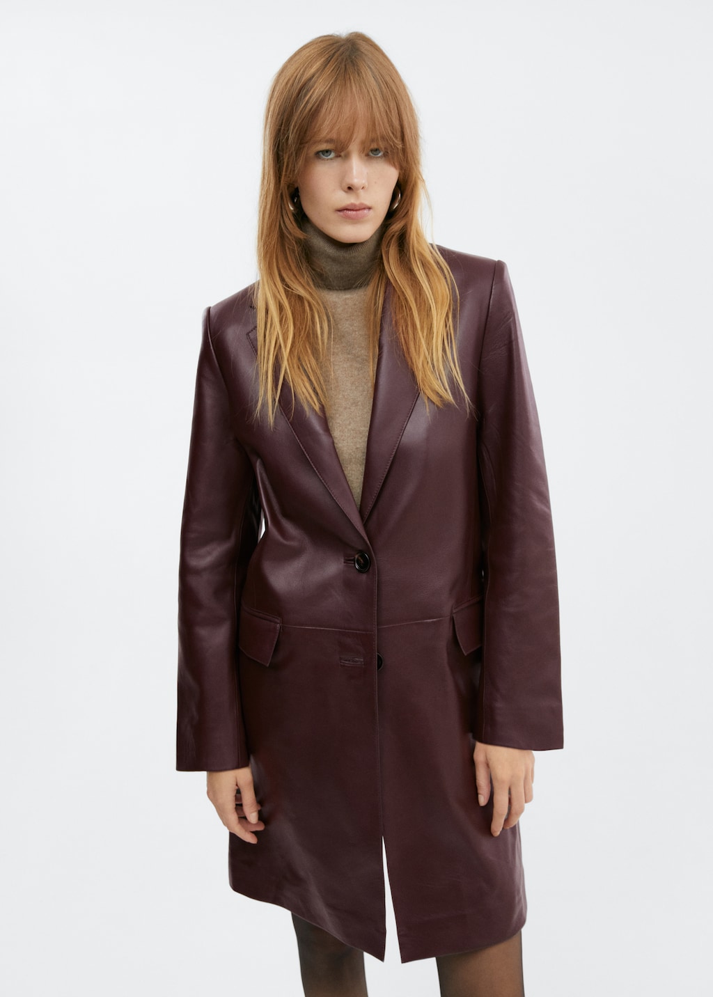 Leather coat with lapels Women MANGO Taiwan area