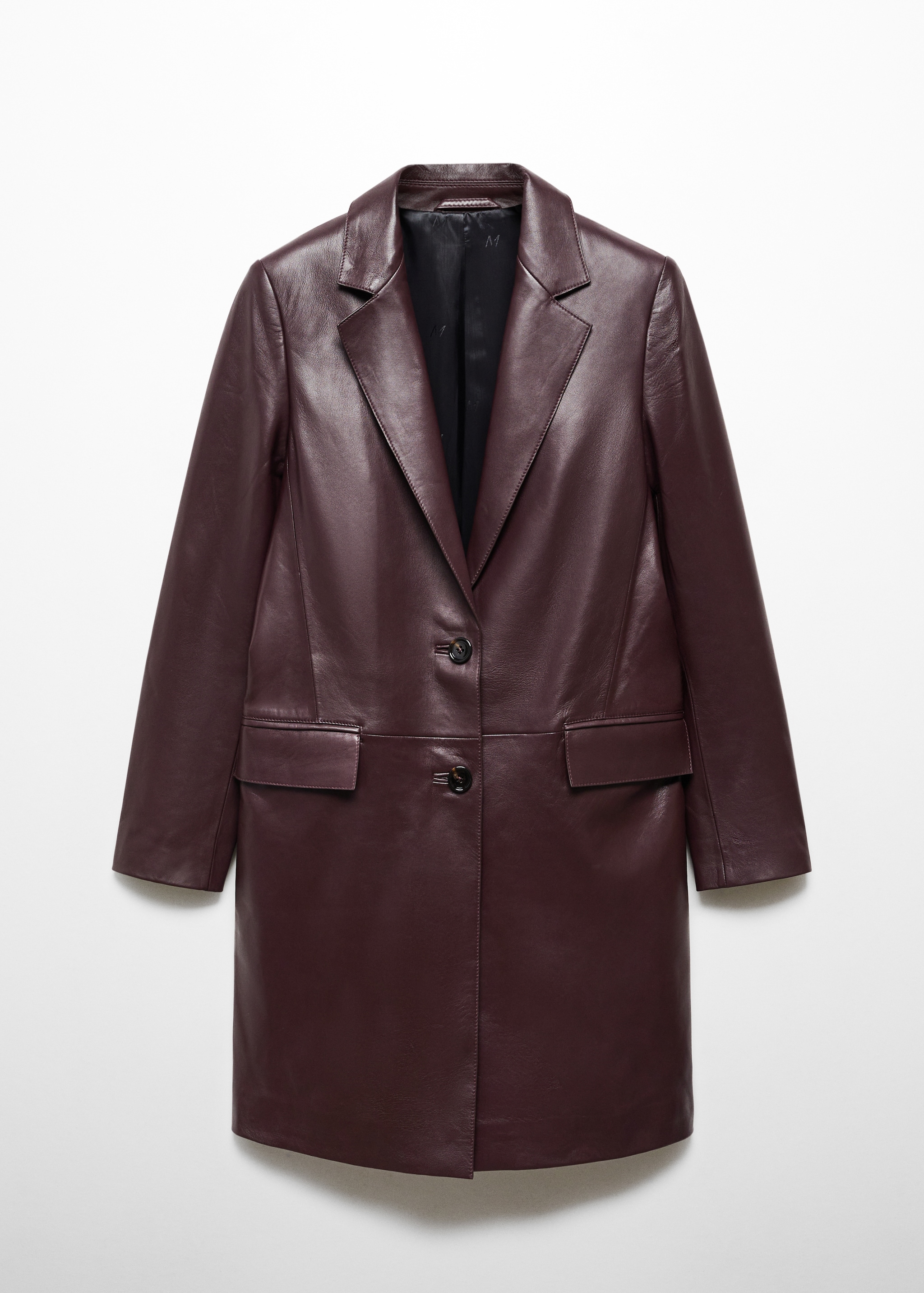 Leather coat with lapels