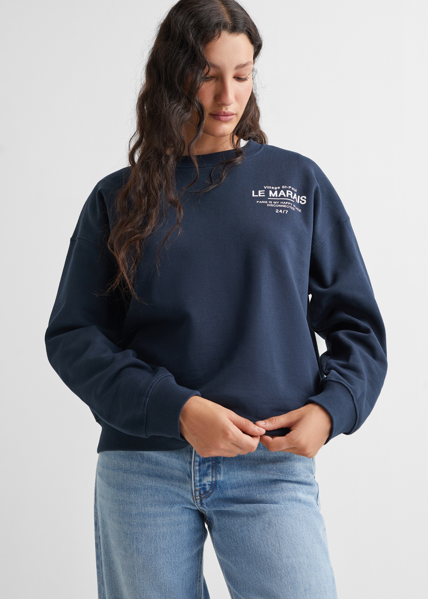 Sudadera algodón estampada - Plano medio