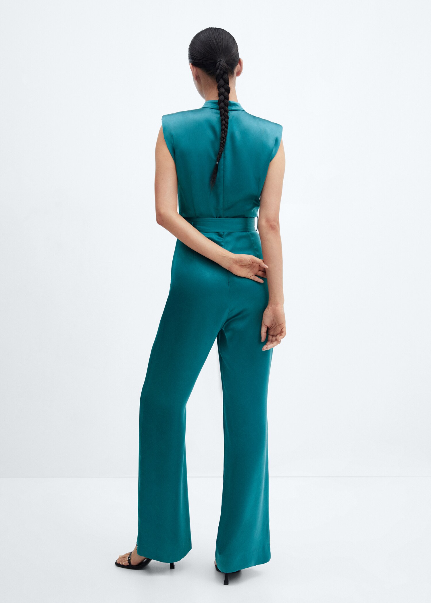 Shoulder padded jumpsuit with belt - Reverse of the article