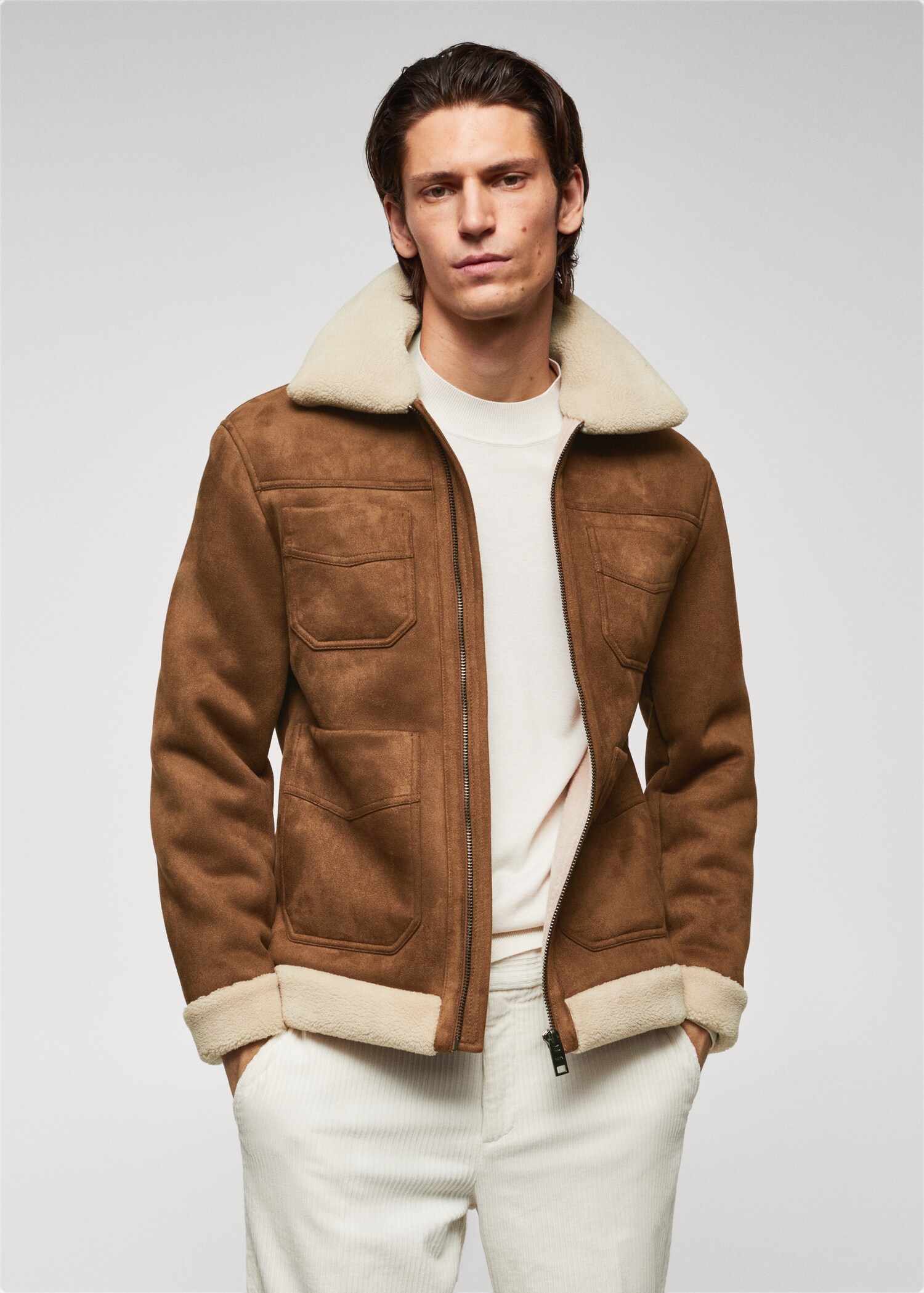 Faux shearling-lined jacket - Medium plane