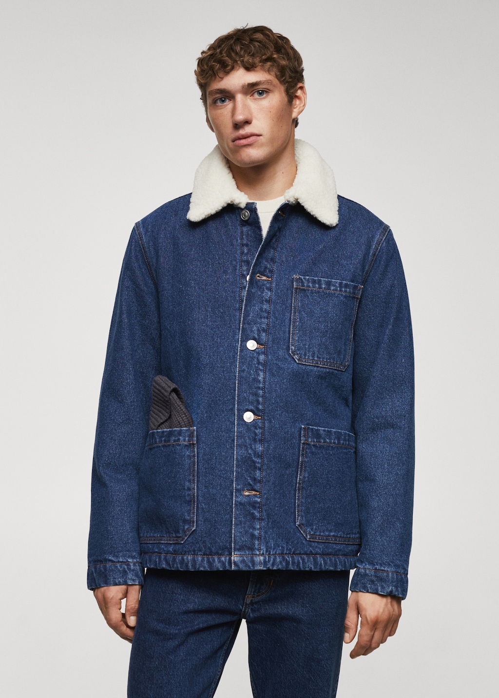 Shearling denim jacket Men MANGO Armenia
