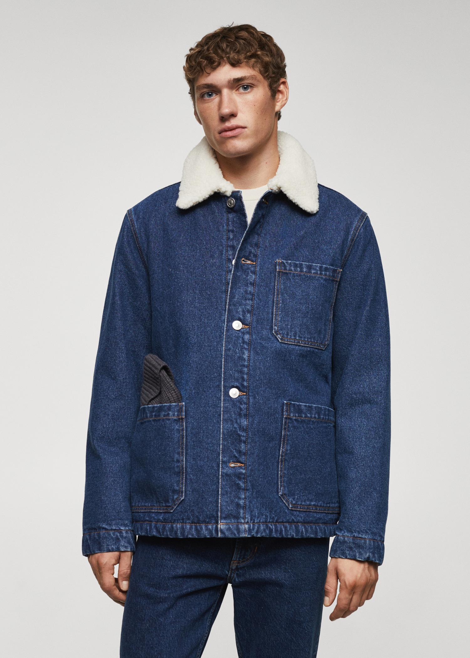 Shearling denim jacket Men MANGO Vietnam