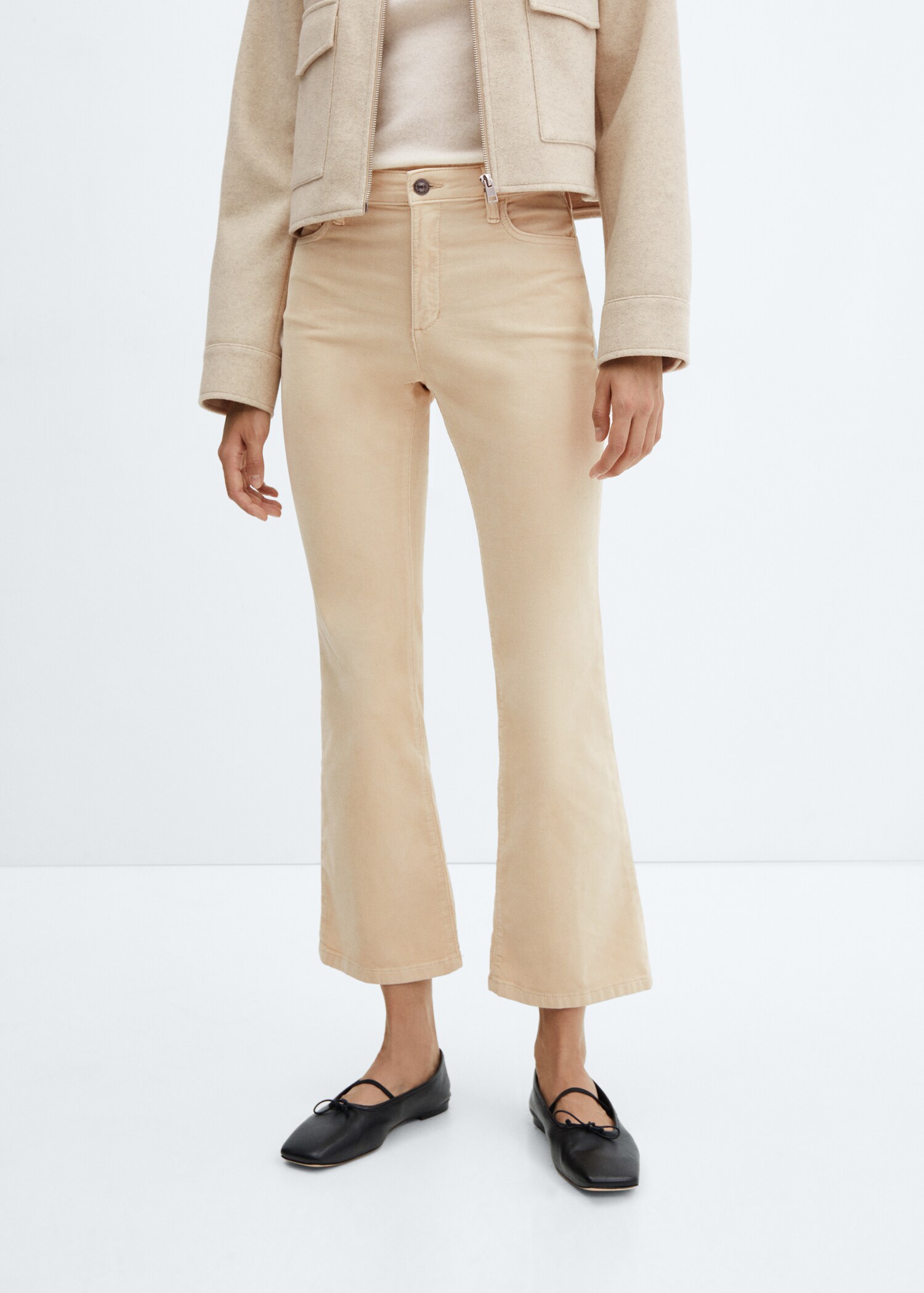 Flared cropped corduroy jeans - Medium plane