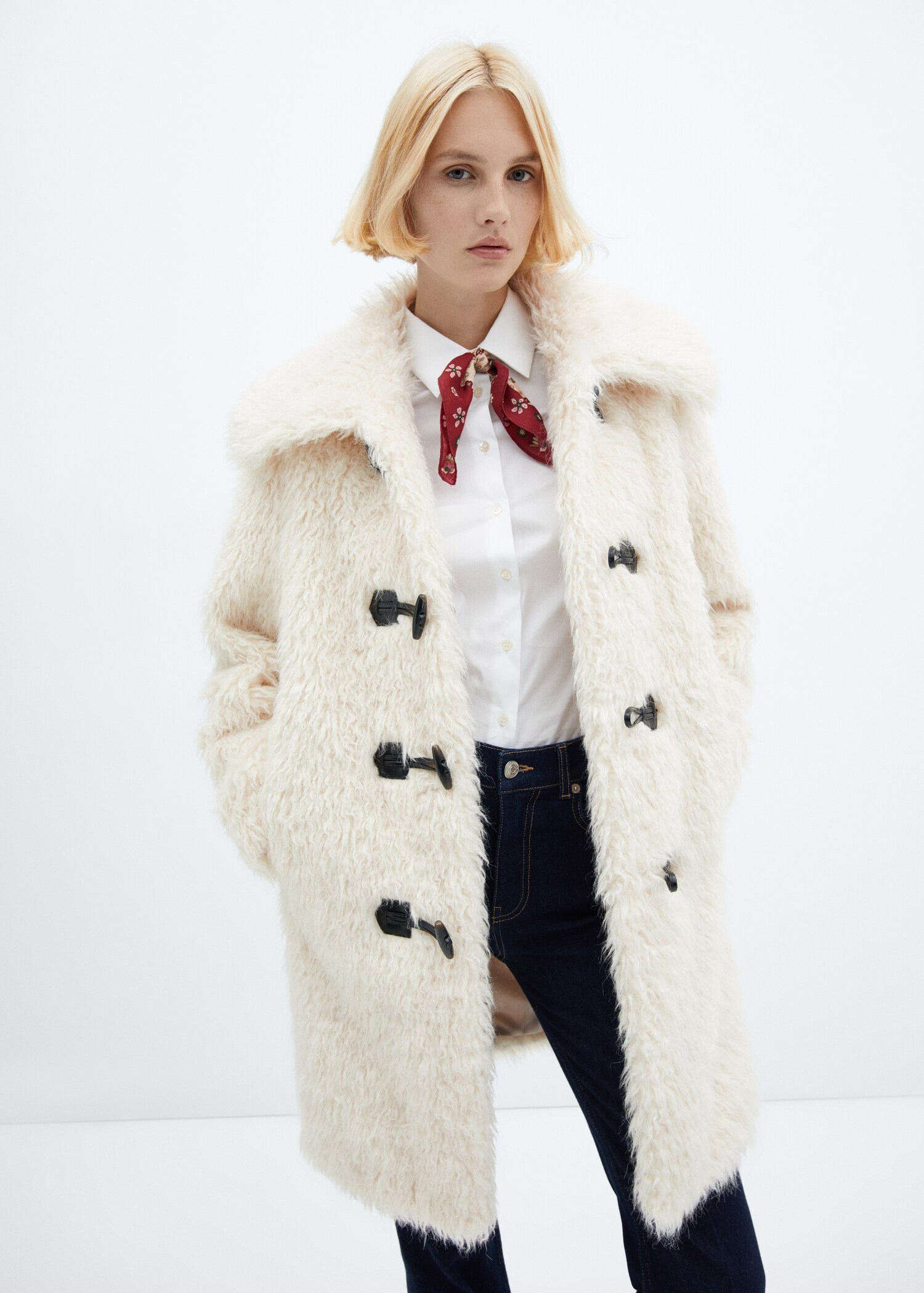 Faux-fur midi coat - Medium plane