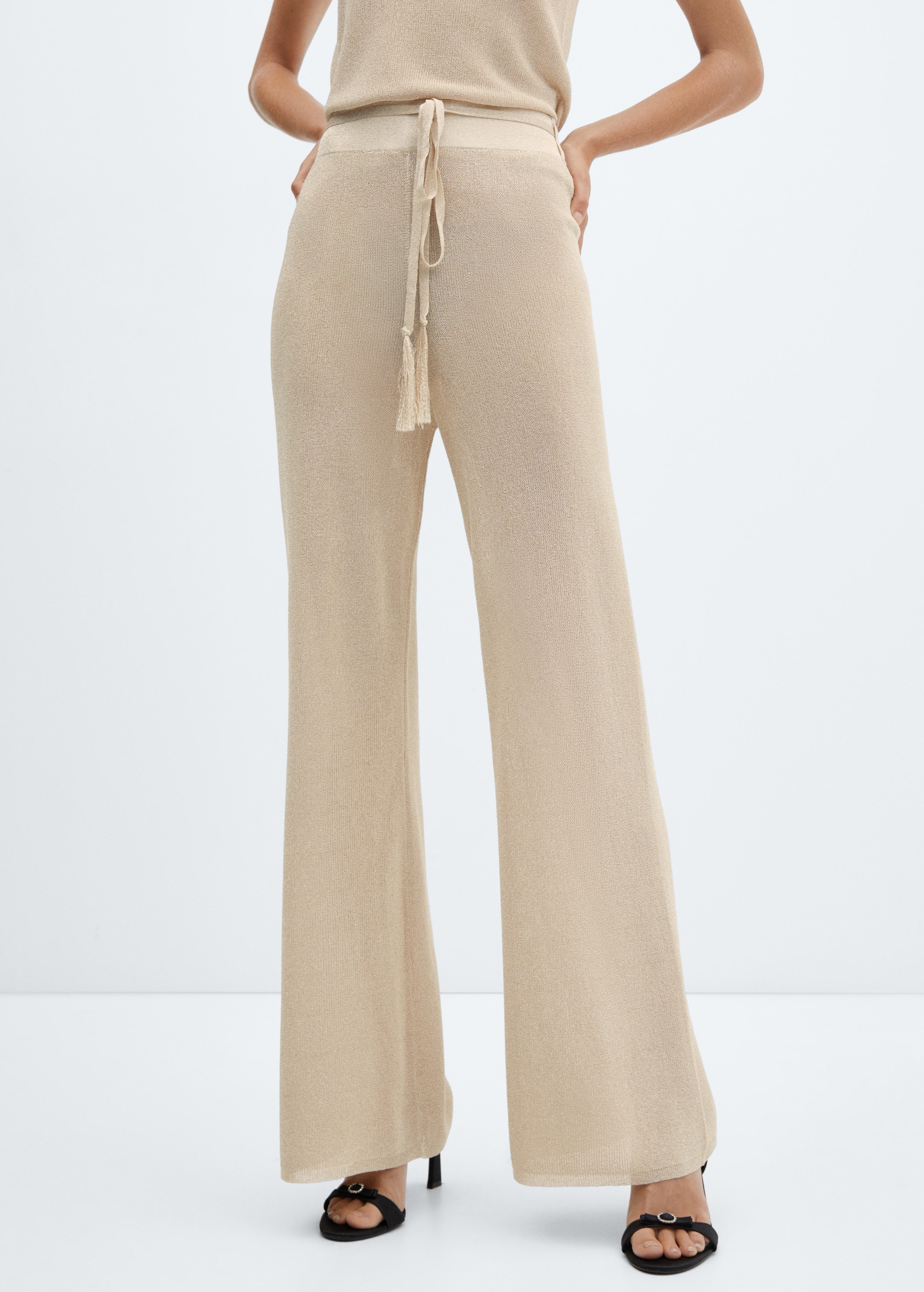 Pantalon évasé maille Lurex Femme MANGO France (La Réunion)