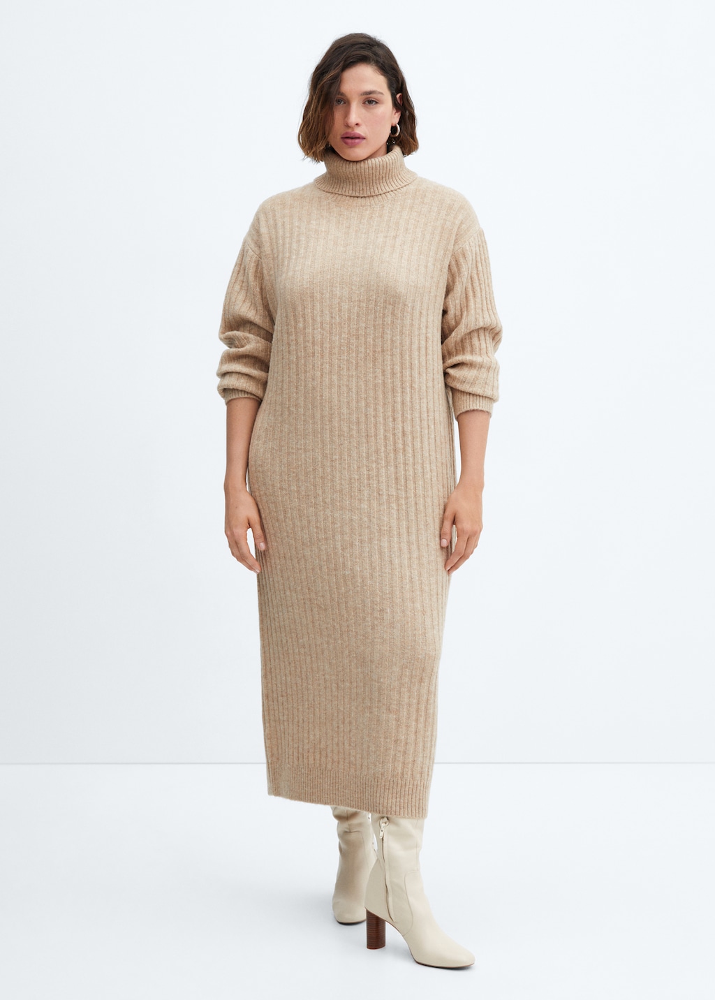 Ribbed turtleneck dress Women MANGO Montenegro