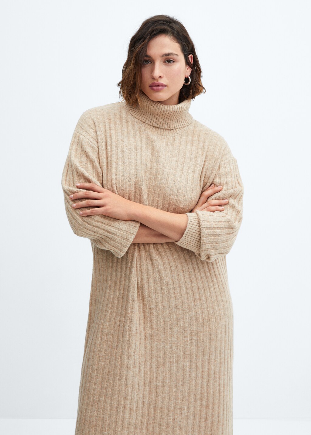 Ribbed turtleneck dress Women MANGO Montenegro