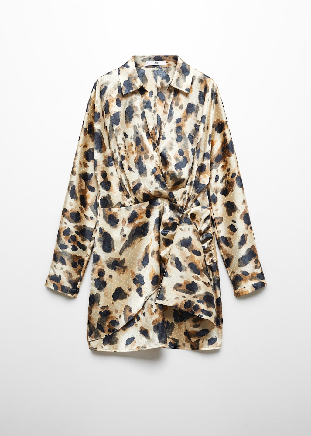 Leopard print satin shirt dress hotsell