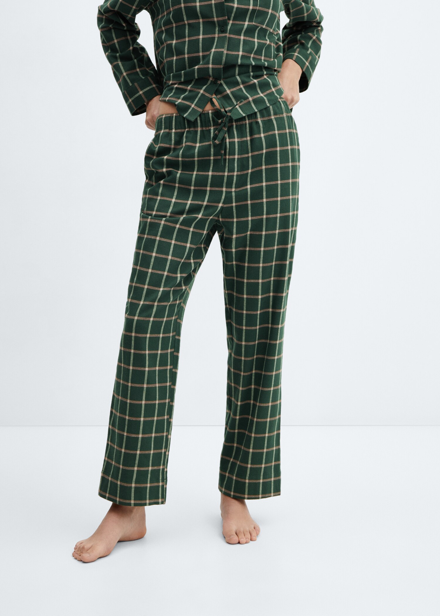 Check flannel pyjama trousers - Medium plane