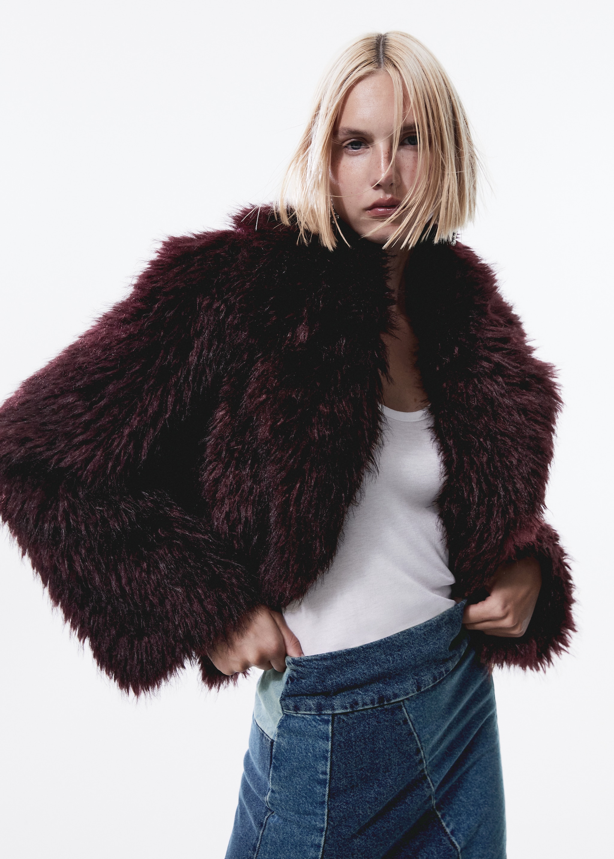 Short fur-effect jacket Women MANGO Montenegro1