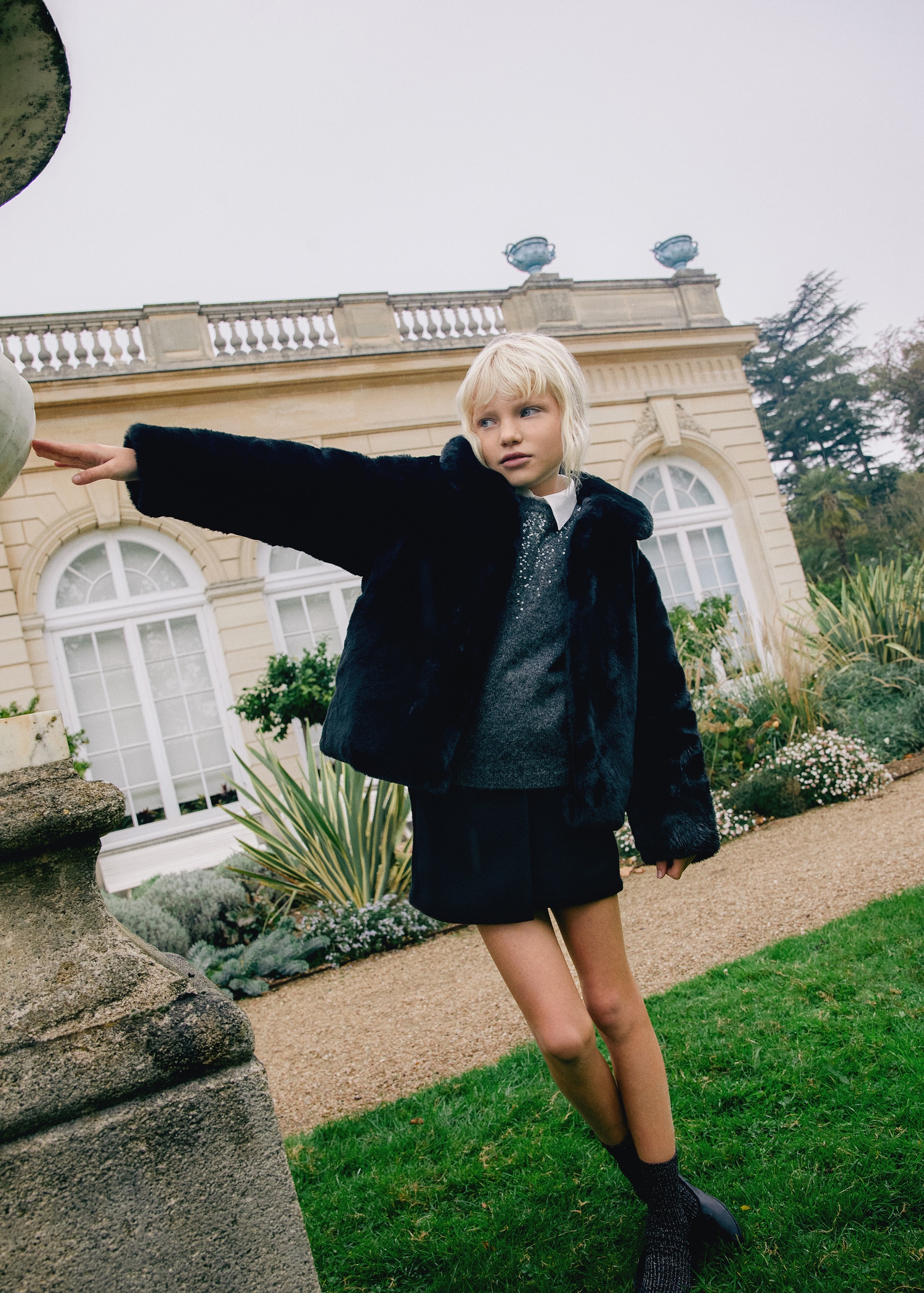 Fur-effect coat Kids MANGO Niger - Main Image