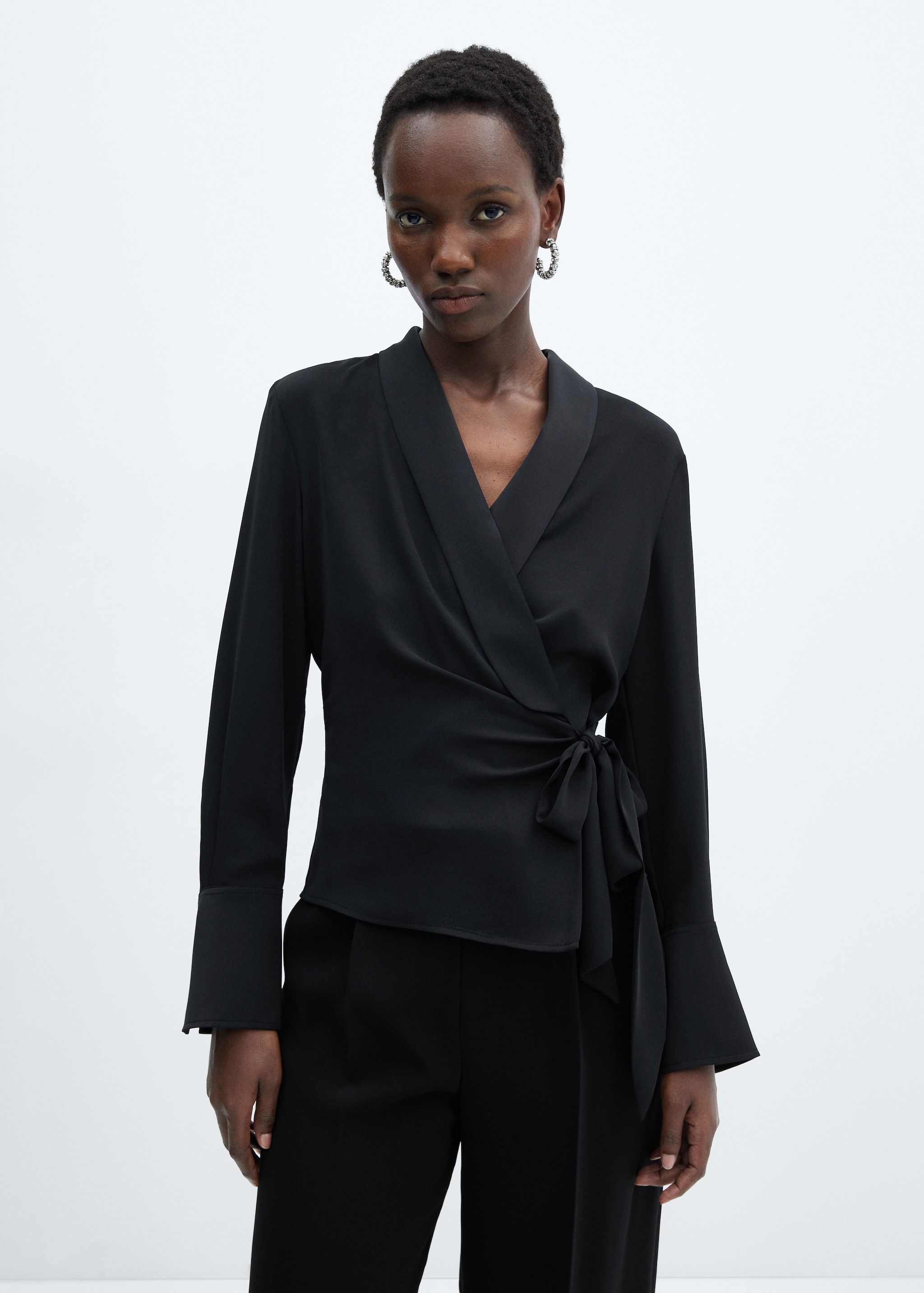 Manches Longues Chemisier Cache Coeur Femme Blouse Cache-cœur