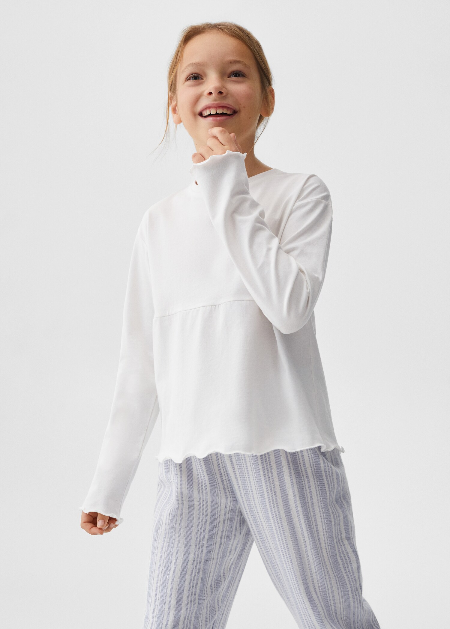 Striped cotton long pyjama - Середній план