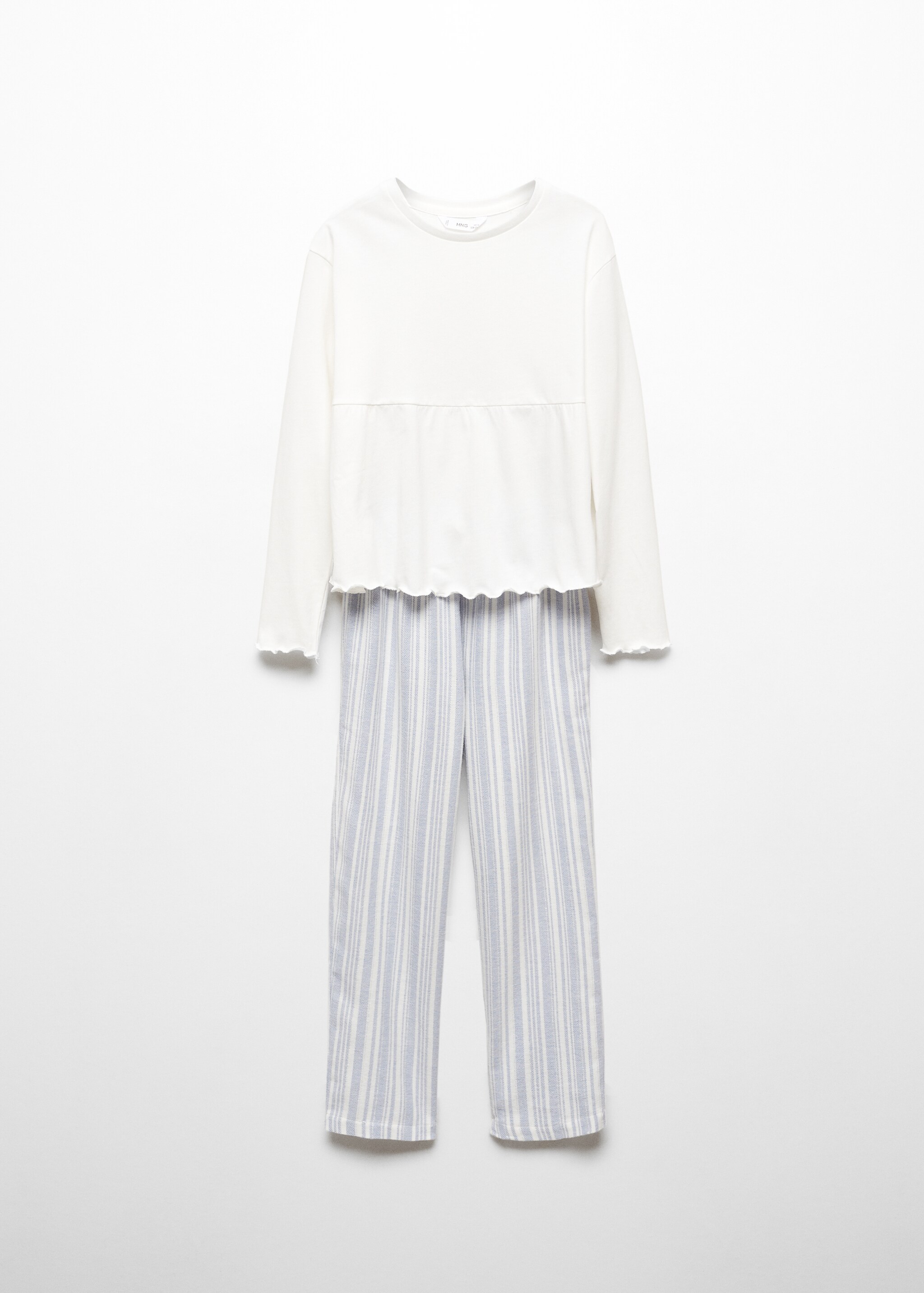 Langer Baumwoll-Pyjama mit Streifenmuster - Artikel ohne Model