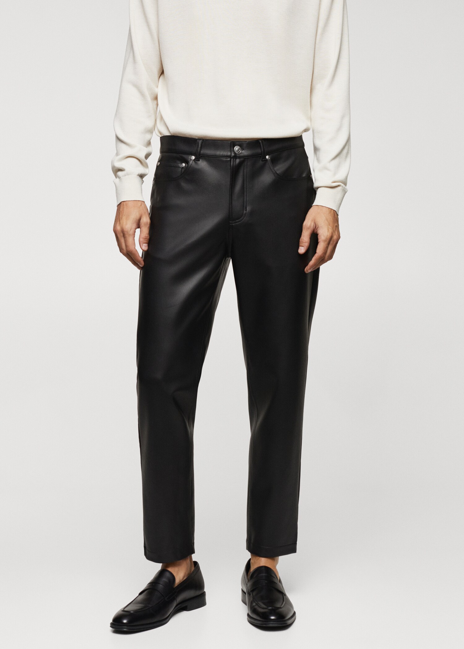 Leather effect slim fit pants - Medium plane