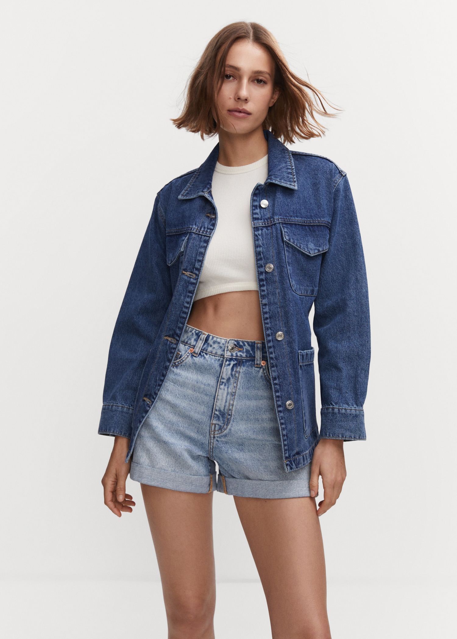 Mom-fit denim shorts - Main Image
