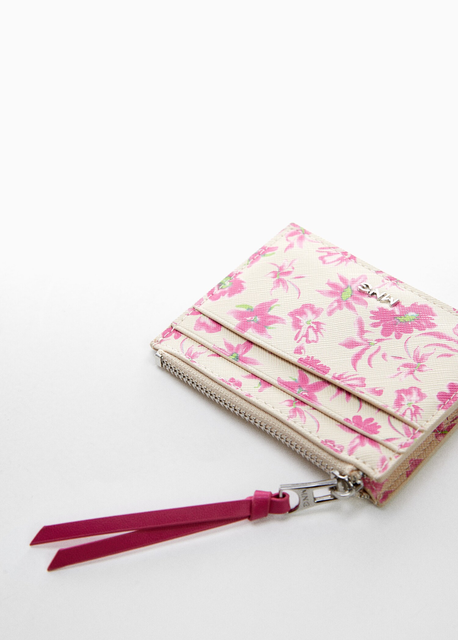Floral saffiano-effect cardholder - Medium plane
