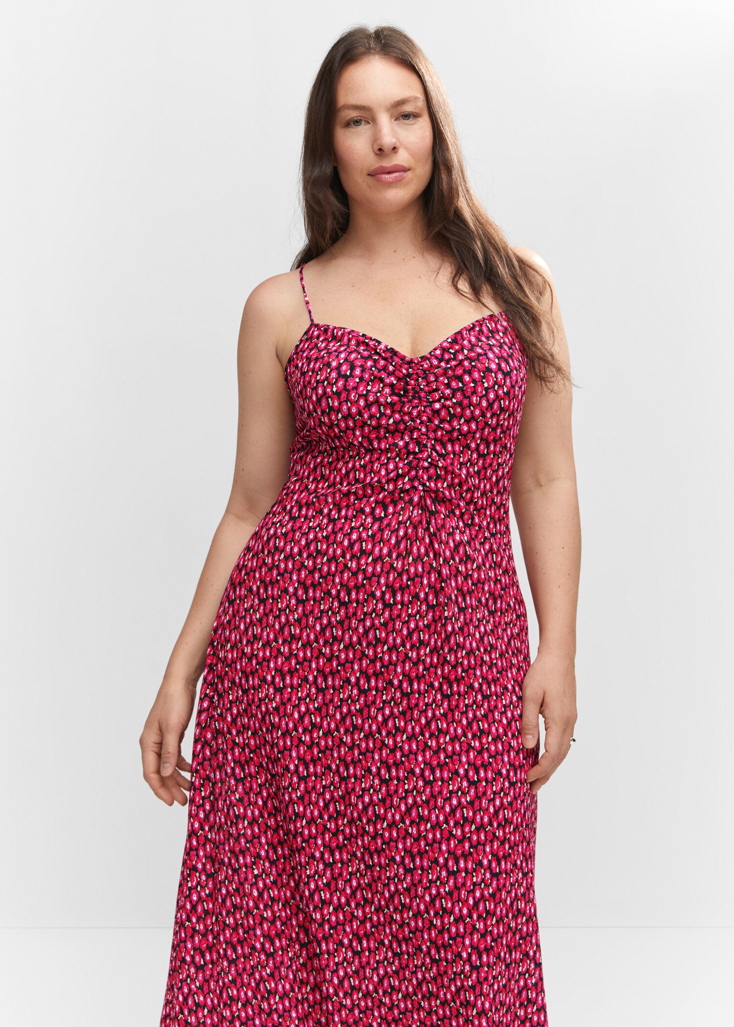 Ruched detail flower dress - Woman | MANGO Gibraltar