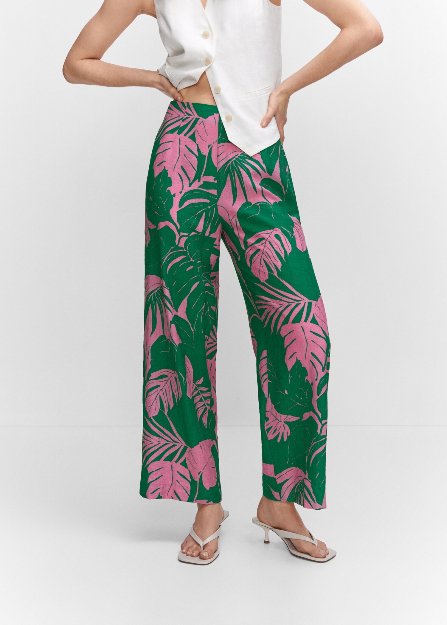 Wide leg printed pants - Medium plane