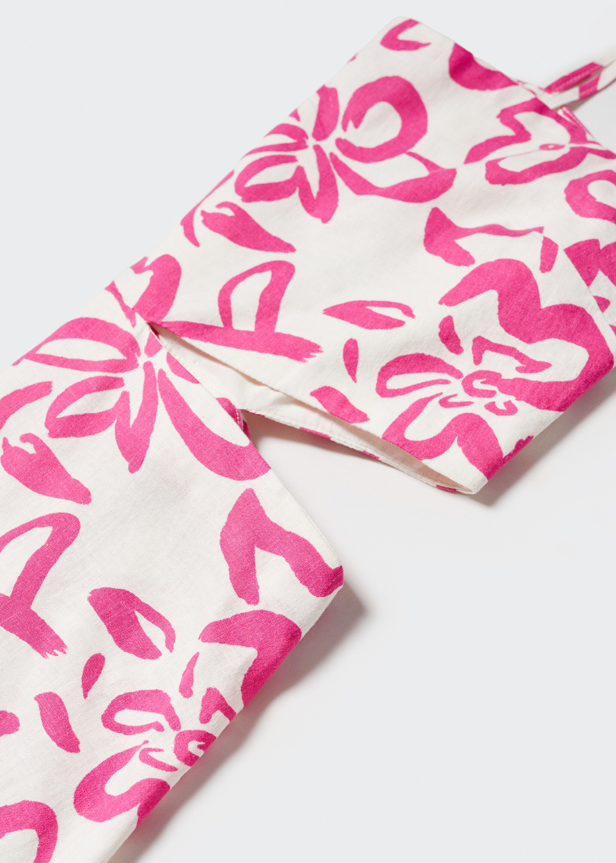 Cut-out linen-blend dress - Details of the article 8, Fuchsia. Ref: 57050251-00.