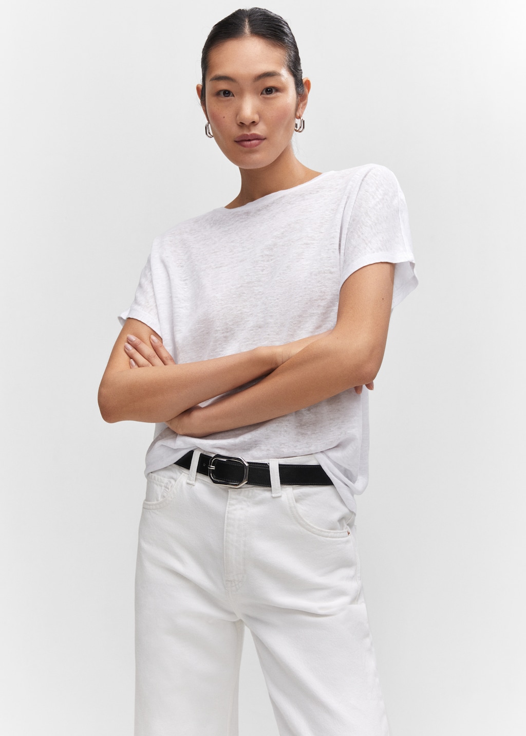 Camiseta lino mango sale