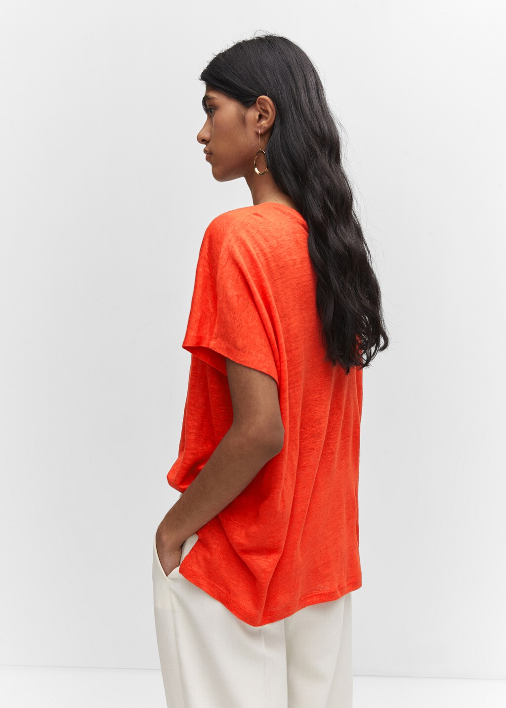 Oversized linen t-shirt | MANGO Japan