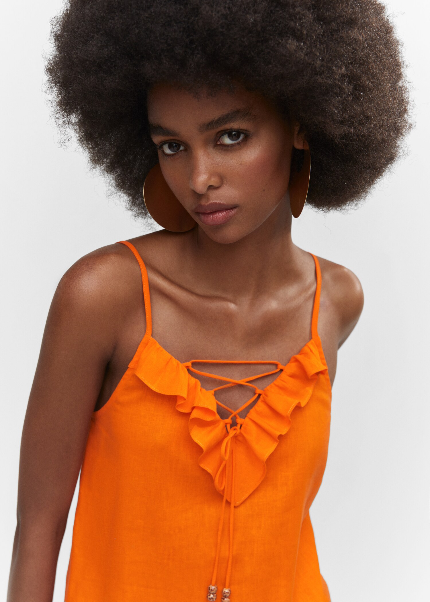 Ruffled top with adjustable drawstring  - Details of the article 1