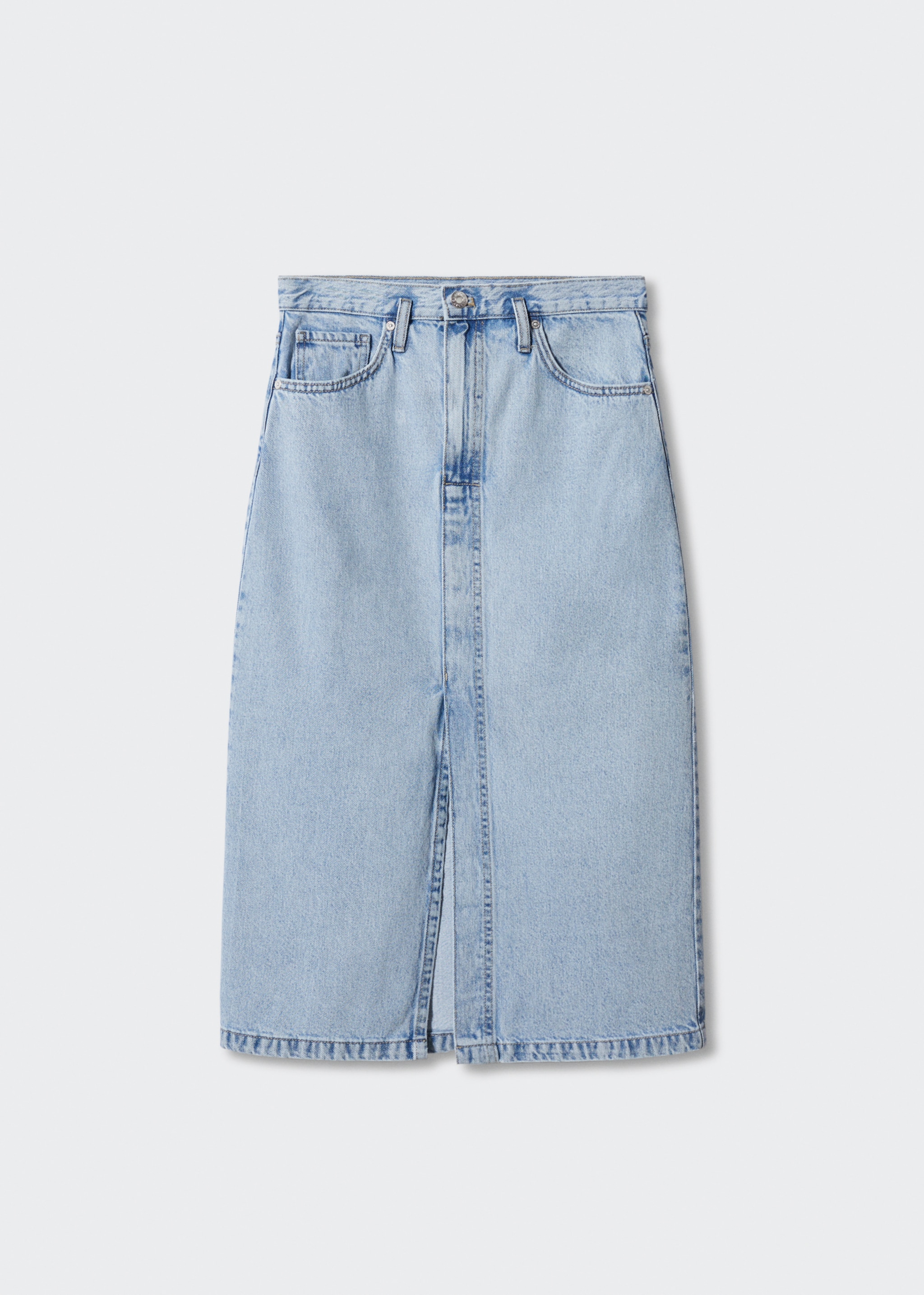 Denim midi-skirt - Article without model, Light Blue. Ref: 57050335-00.