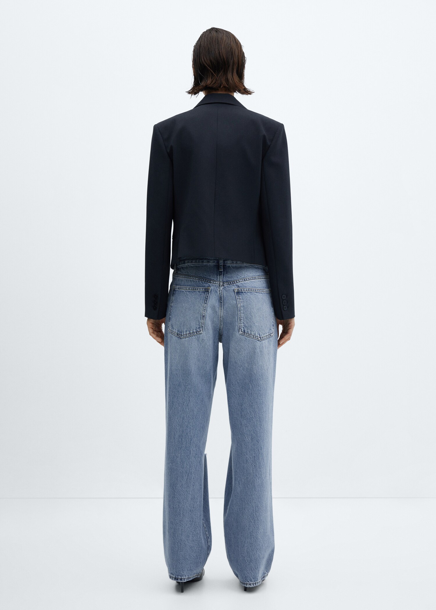 Wideleg jeans met decoratieve scheuren - Achterkant van het artikel
