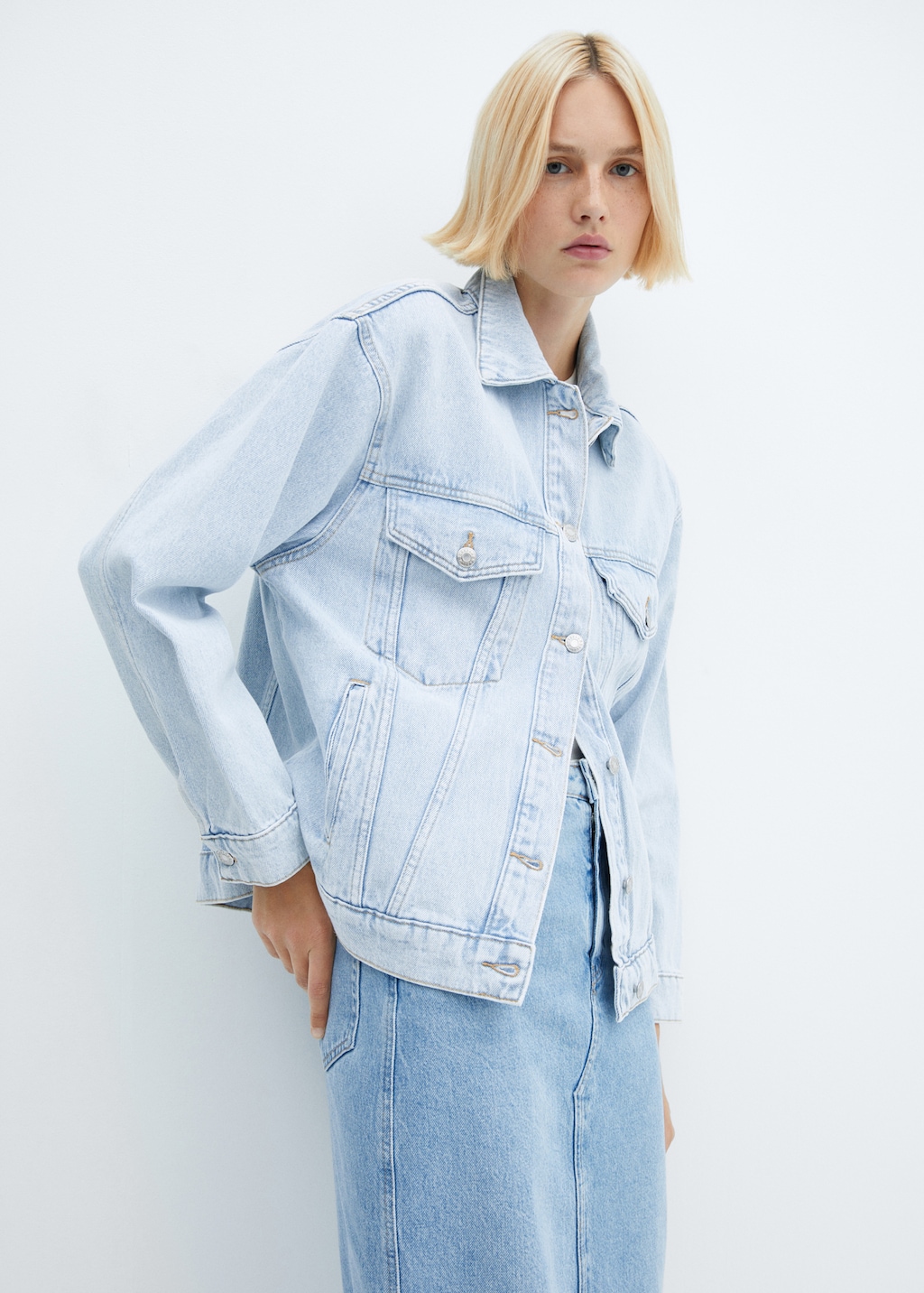 Light coloured denim jacket online