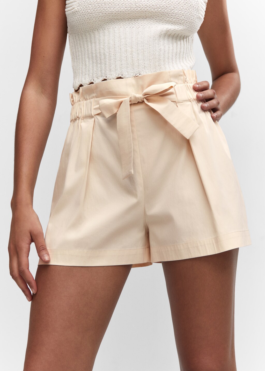 Paperbag shorts with bow Women MANGO Montenegro