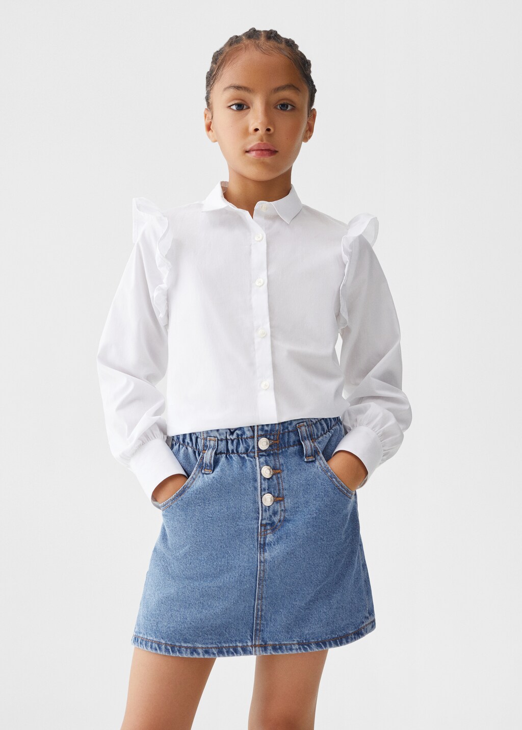 Mid length denim skirts youth hot sale