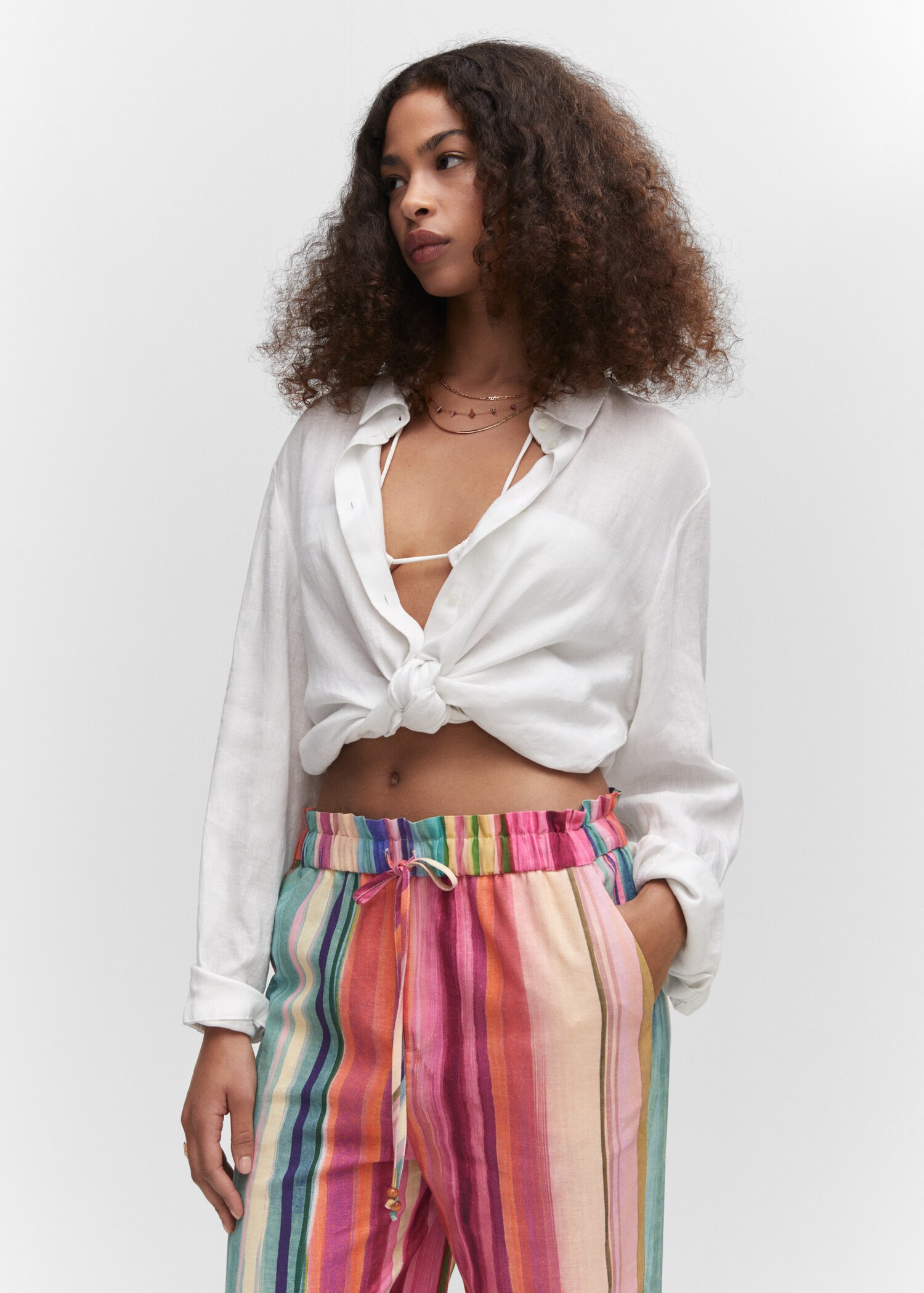 Mango - Pull sans manches rayé en maille avec col - Multicolore Mango - Pull sans manches rayé en maille avec col - Multicolore