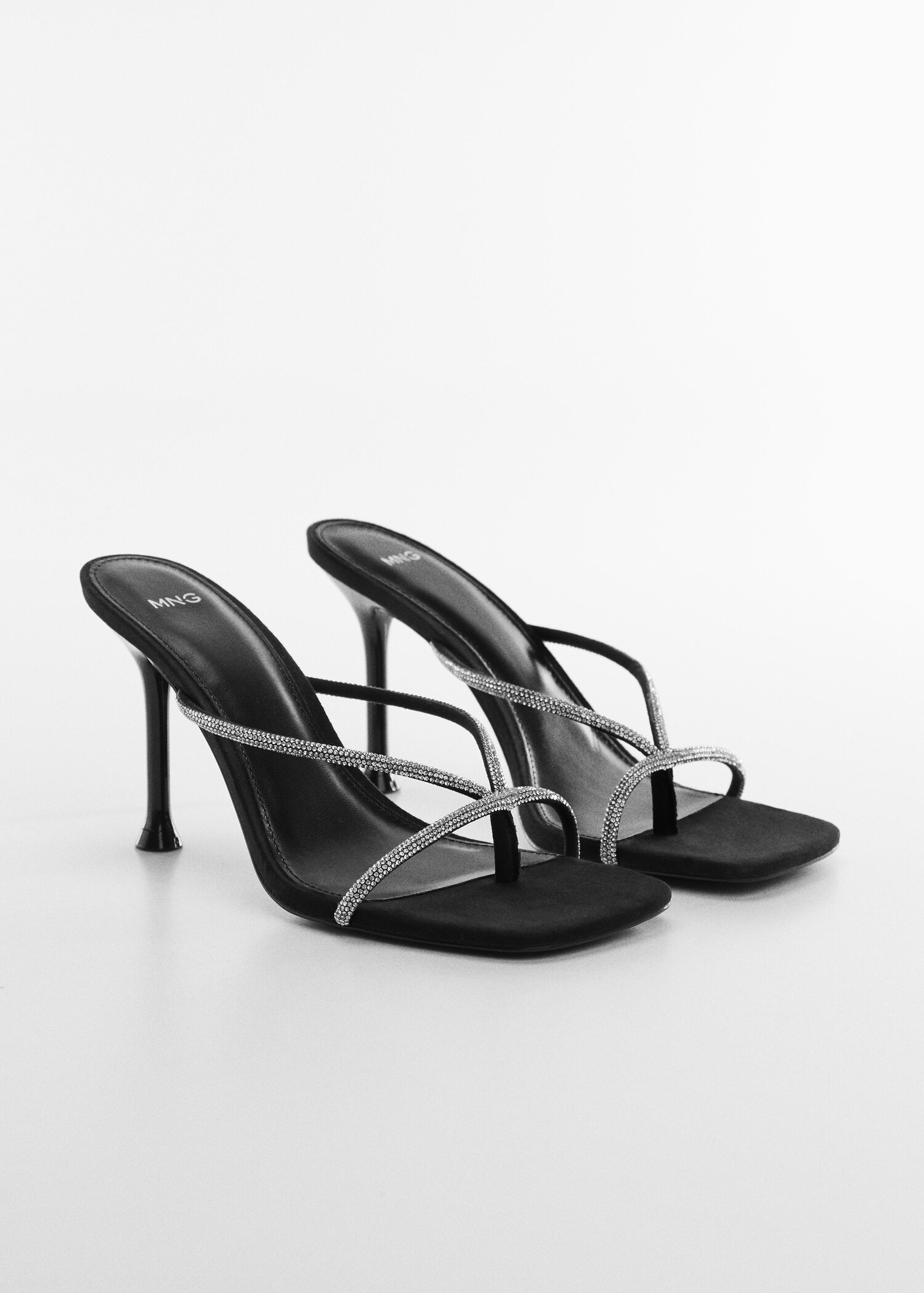 Sandales talon lanières strass - Plan moyen